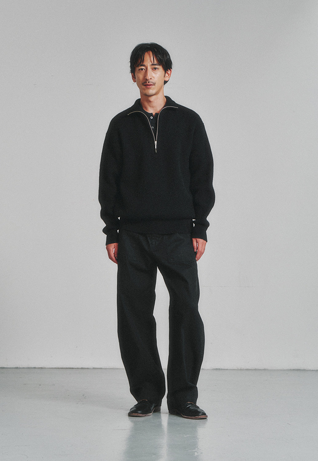 Art if acts - Half Zipup Turtle Neck Knit (Black) product image 2 | TRAB K-Fashion Australia