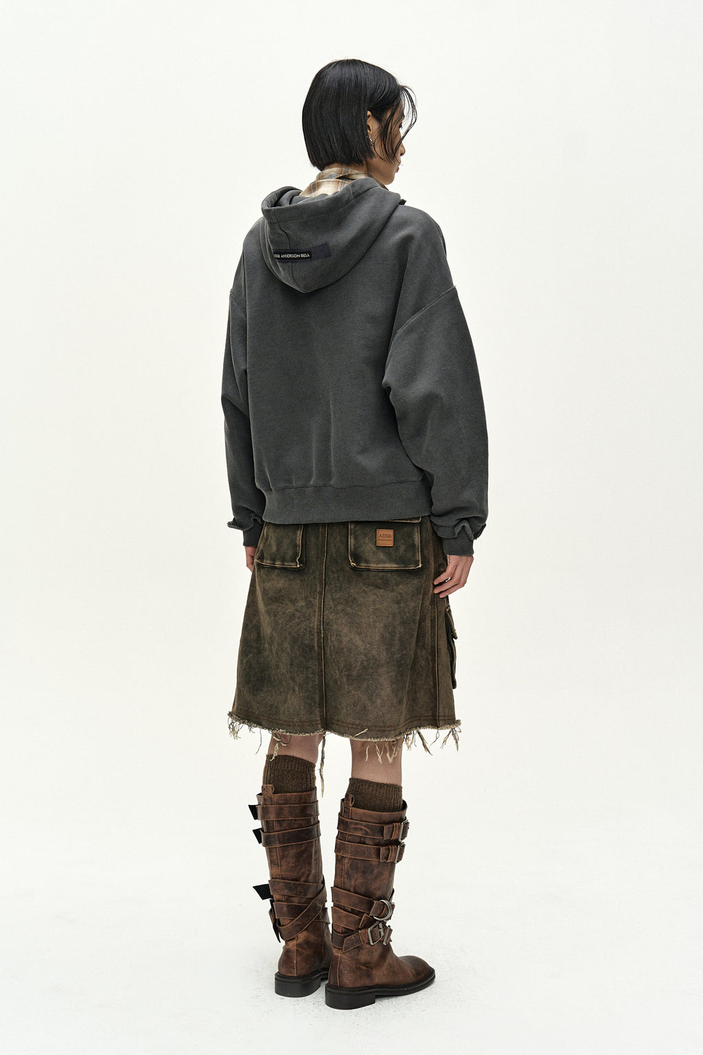 Andersson Bell - Raw-Cut Studded Zip-Up Hoodie (charcoal) (Charcoal) product image 3 | TRAB K-Fashion Australia