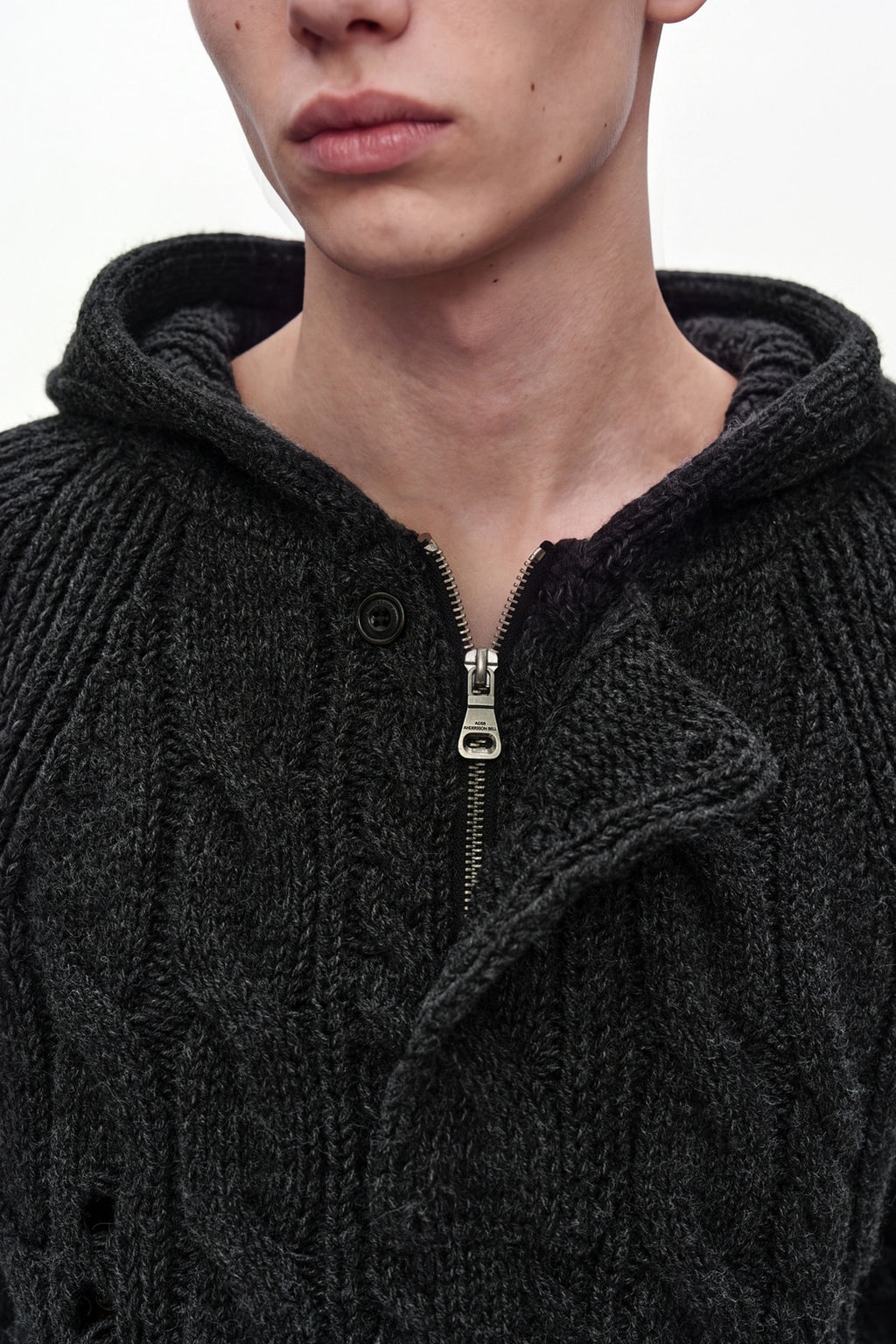 Andersson Bell - Fisherman Cable Half Zip-Up Hoodie (Charcoal) product image 5 | TRAB K-Fashion Australia