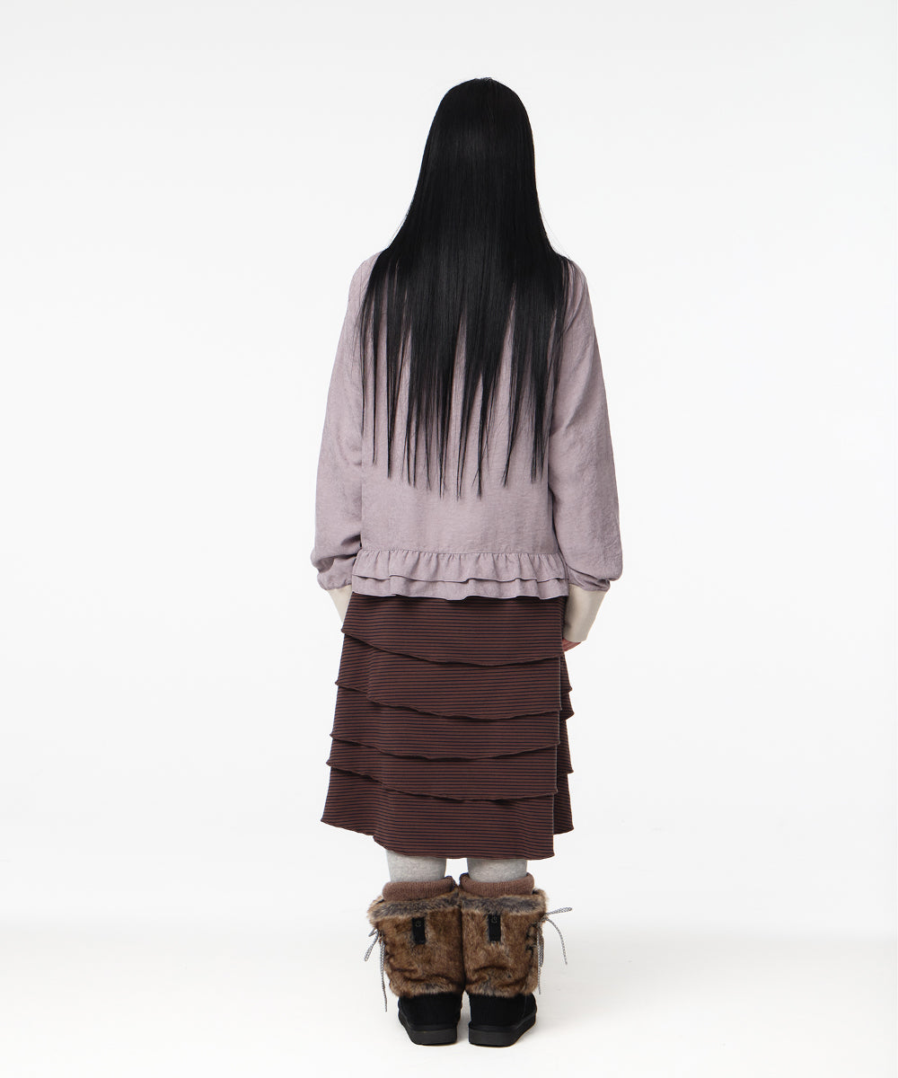 Coyseio - Tone-Mix Shirring Hem Jacket (Ash Pink) product image 8 | TRAB K-Fashion Australia
