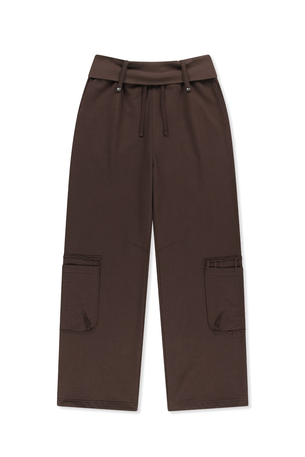 Matin Kim - [Pre-Order – Ships August 24] Mixed Waffle Foldover Waist Jersey Pants (Brown) product image 1 | TRAB K-Fashion Australia