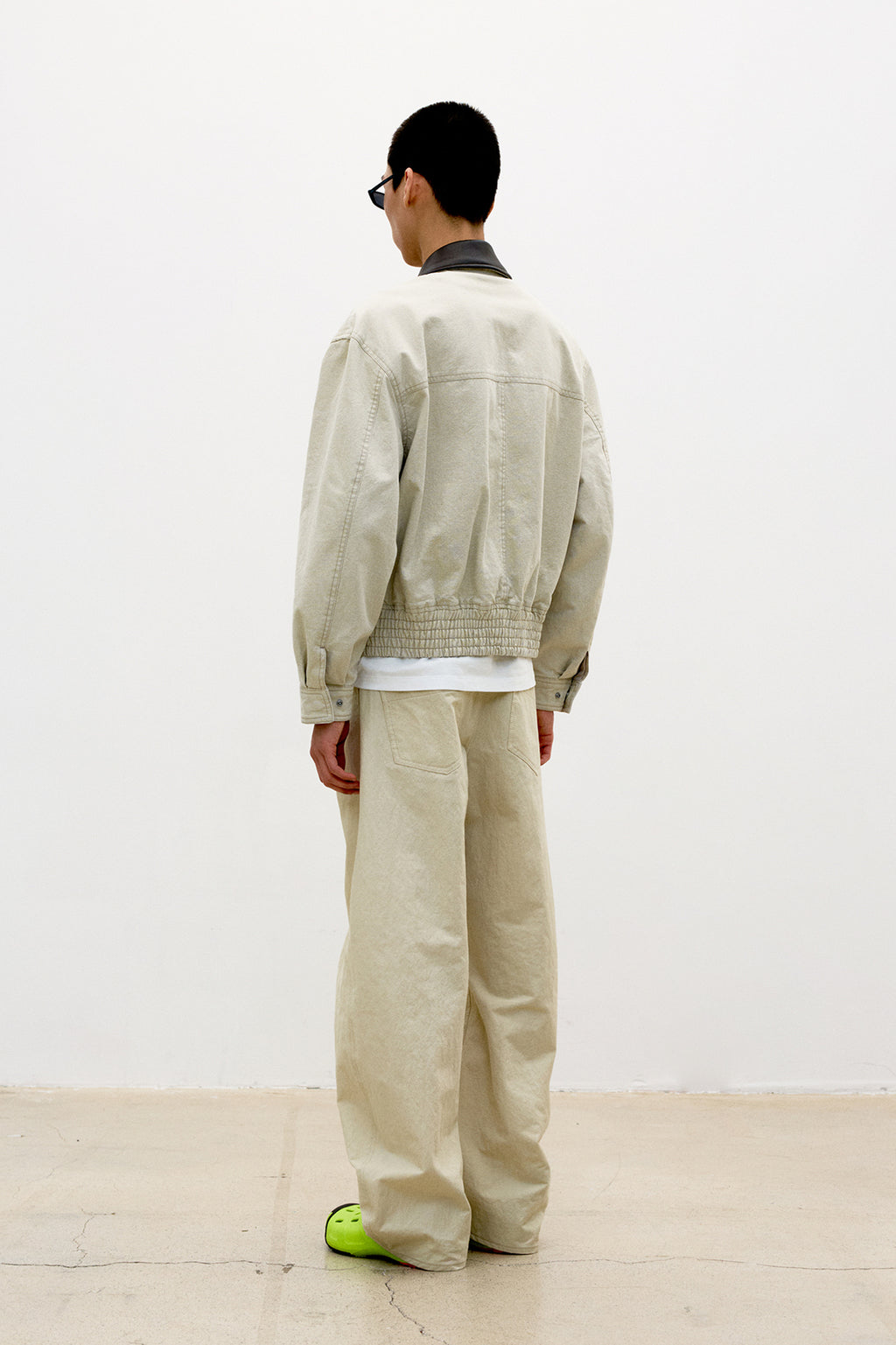 Coor - Leather Collar Washed Cationized Bomber (Washed Sand Beige) product image 4 | TRAB K-Fashion Australia