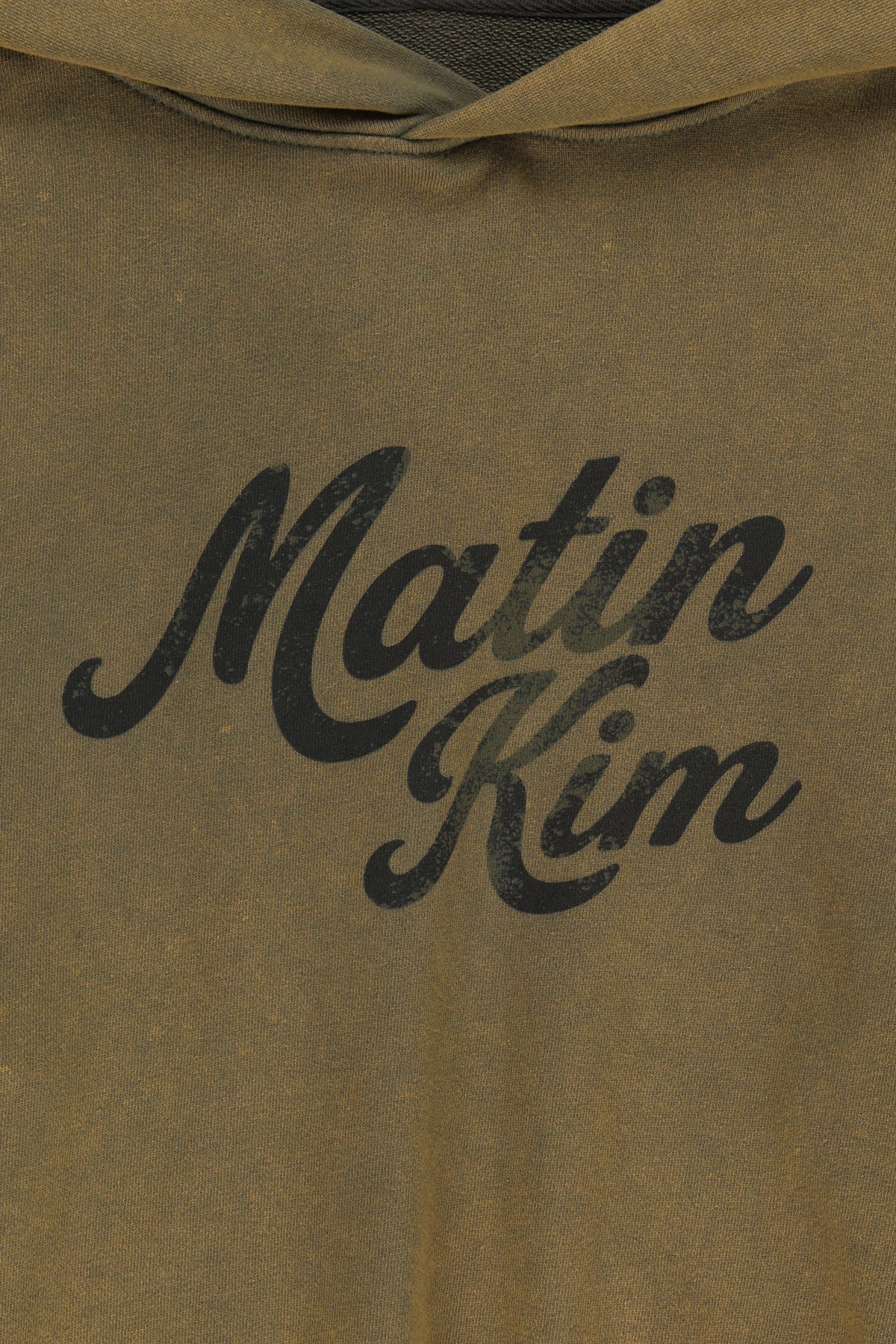 Matin Kim - Washed Calligraphy Logo Hoody Top (Khaki) product image 5 | TRAB K-Fashion Australia