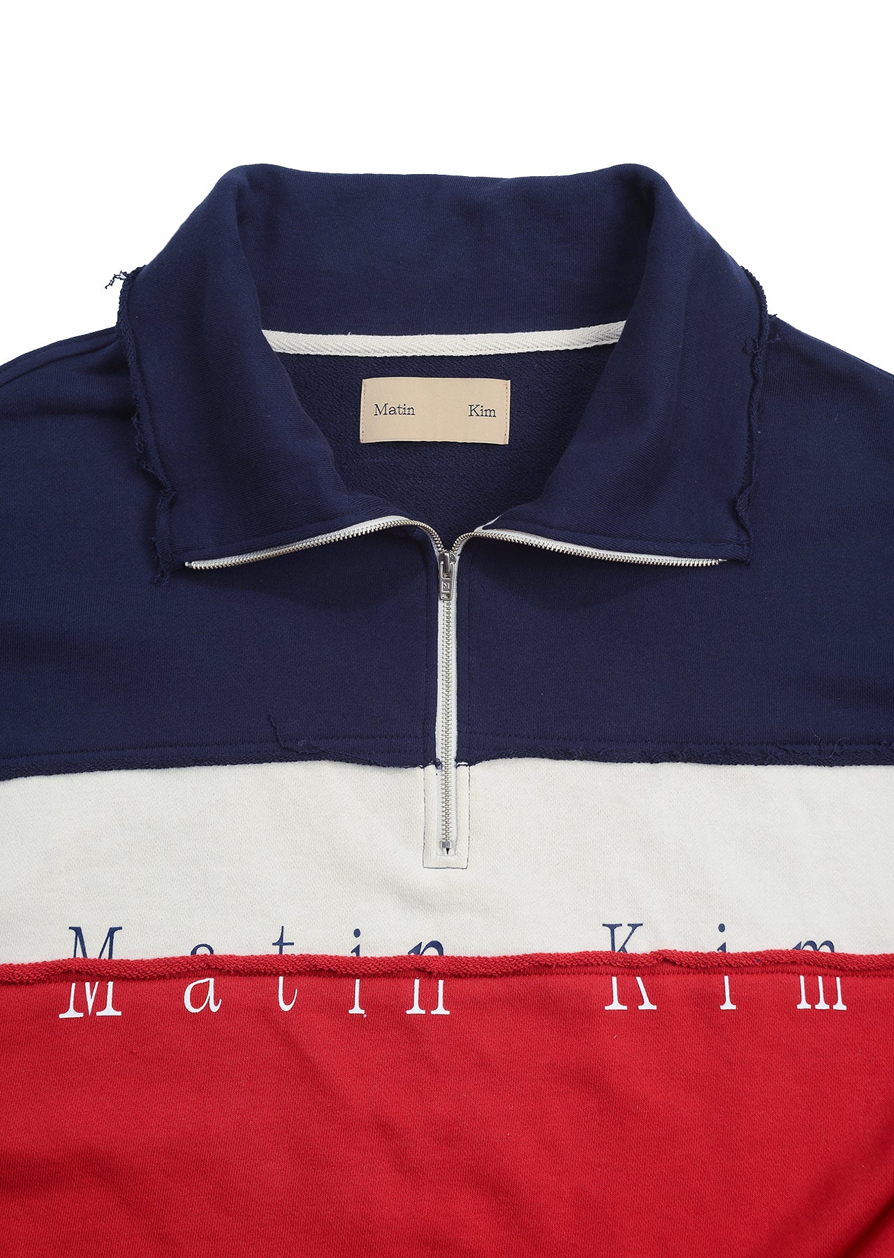 Matin Kim - Color Block Logo Half Zip Sweatshirt (Red) product image 3 | TRAB K-Fashion Australia