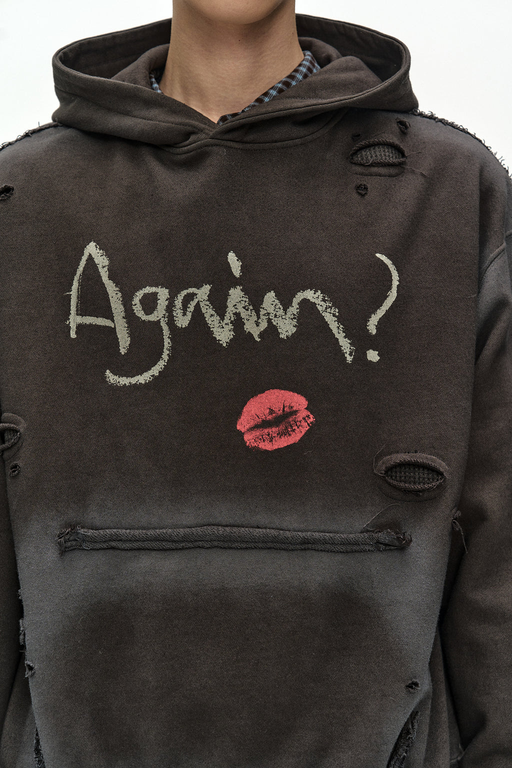 Andersson Bell - (essential) Unisex Spray Washed Again Lip Hoodie (brown) (Brown) product image 7 | TRAB K-Fashion Australia