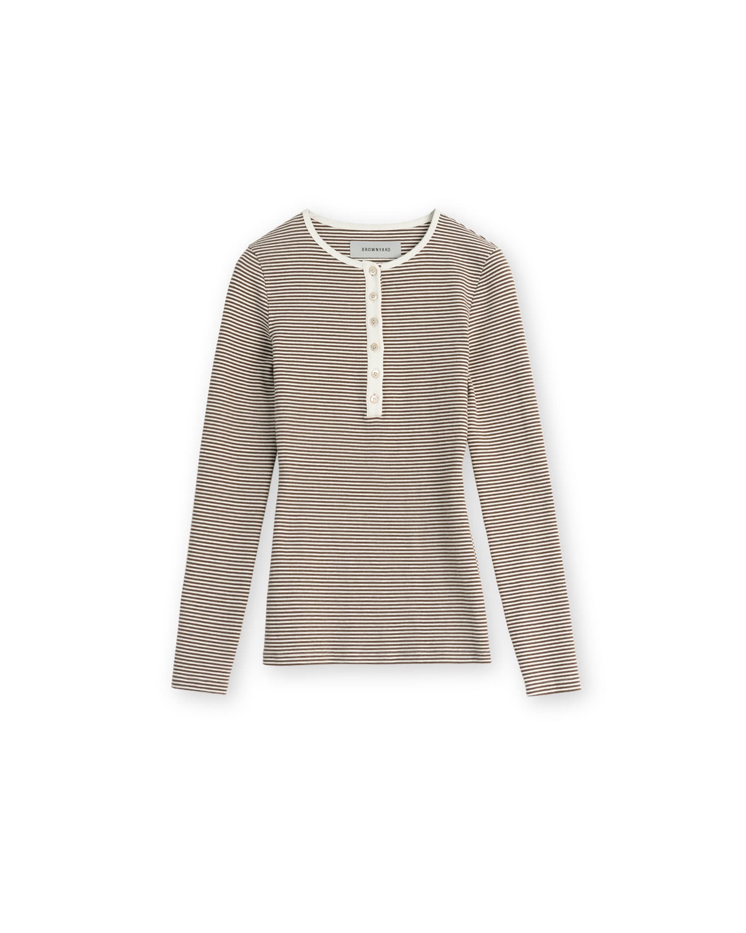 Brownyard - Henley Neck Long Sleeve (Brown Stripe) product image 4 | TRAB K-Fashion Australia