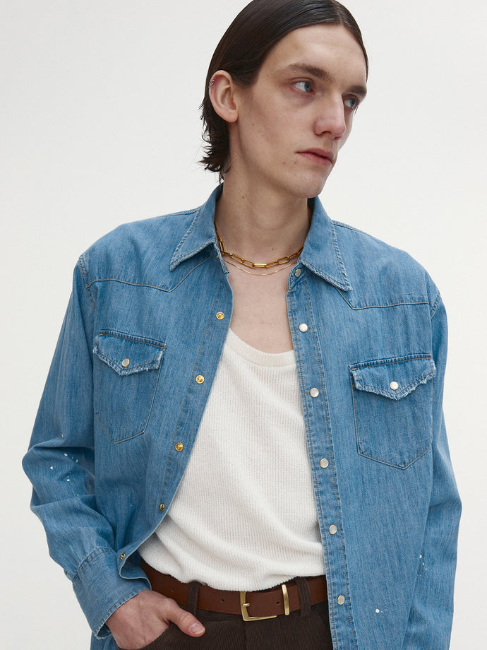 Tonywack - Washed Denim Hand-Painted Western Shirt (Washed Blue) product image 6 | TRAB K-Fashion Australia