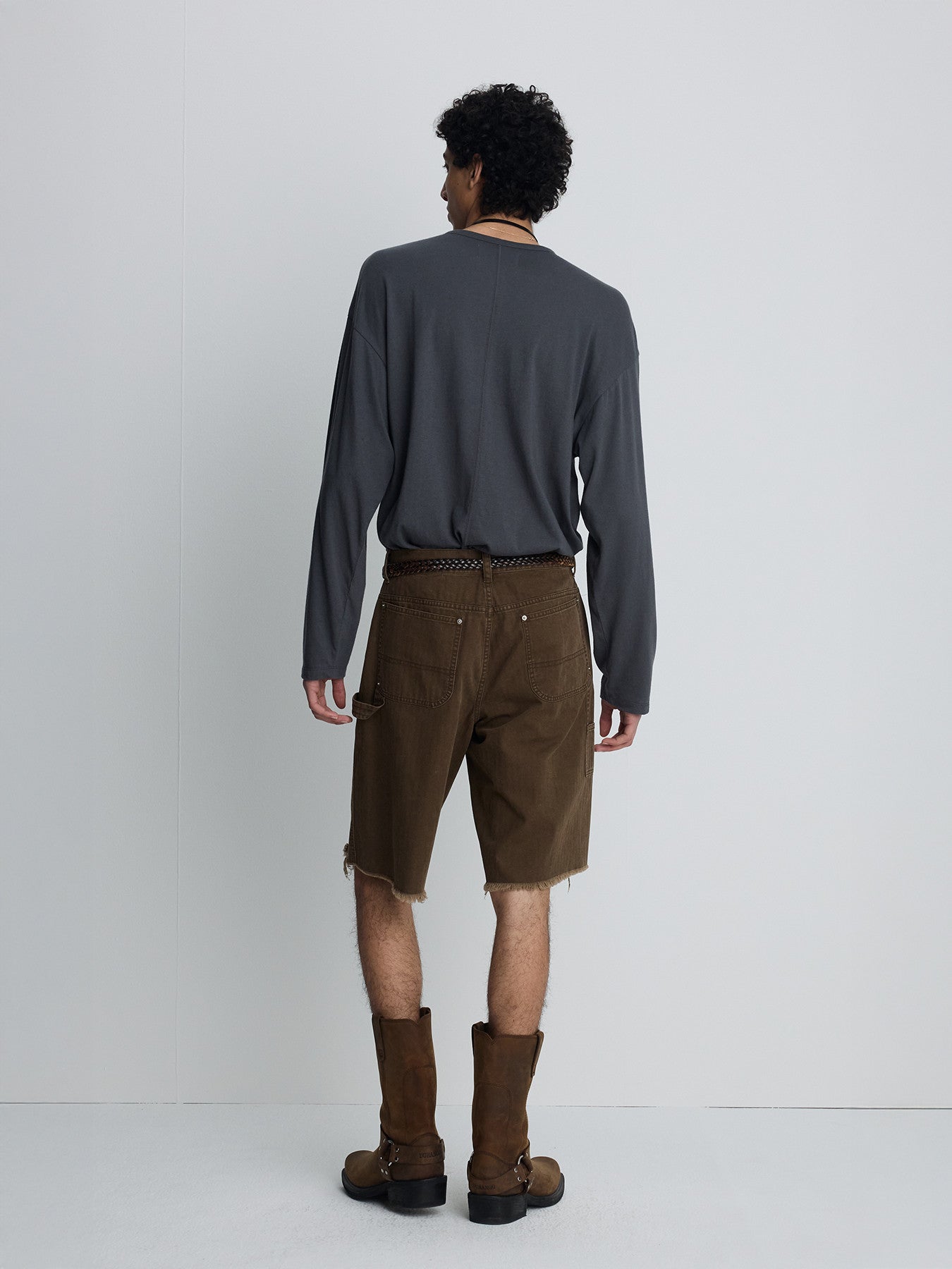 Tonywack - Hand Distressed Hbt Double Knee Shorts (Faded Brown) product image 9 | TRAB K-Fashion Australia