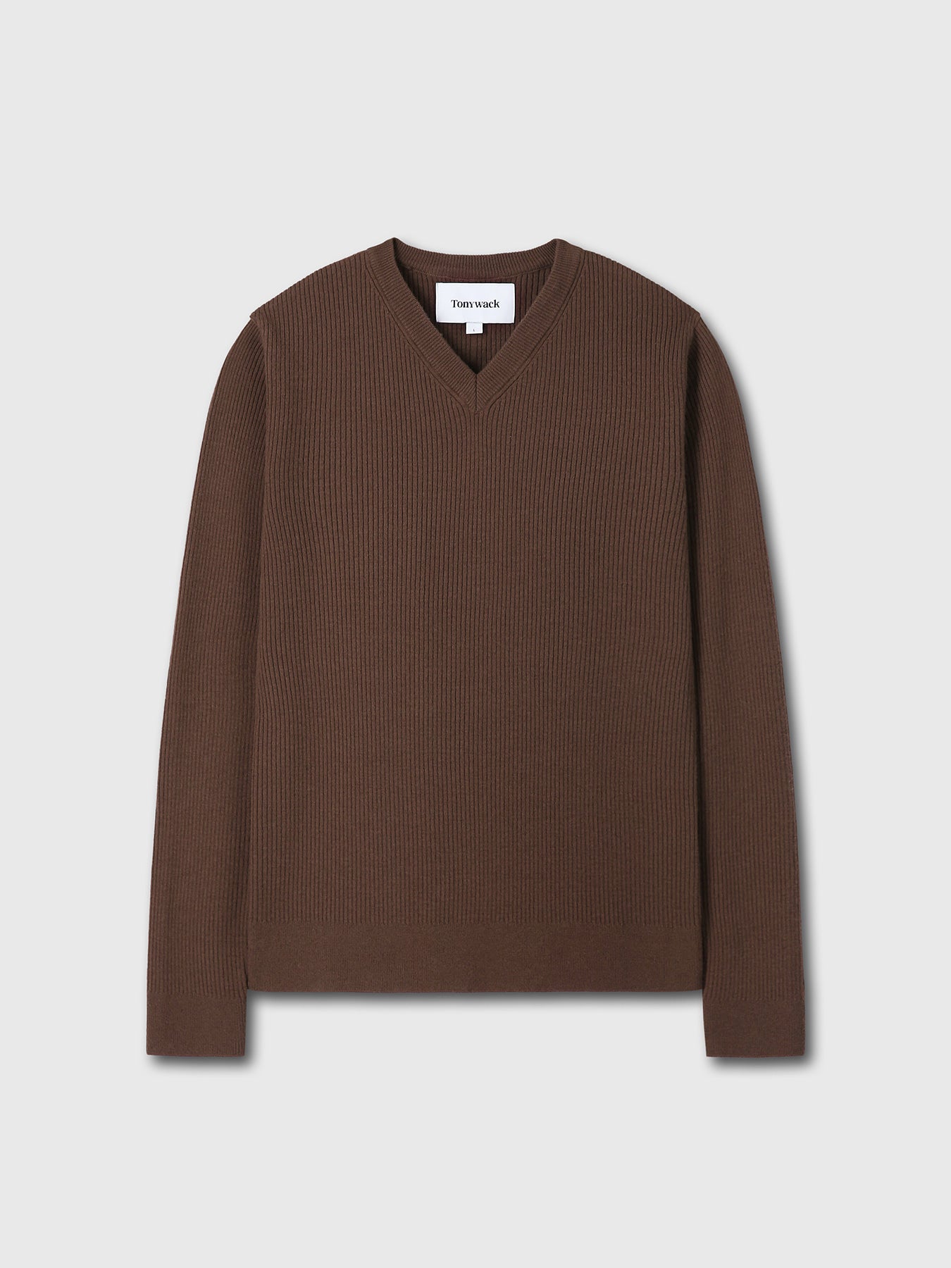 Tonywack - Super Fine Wool Ribbed V-Neck Sweater (Brown) product image 6 | TRAB K-Fashion Australia