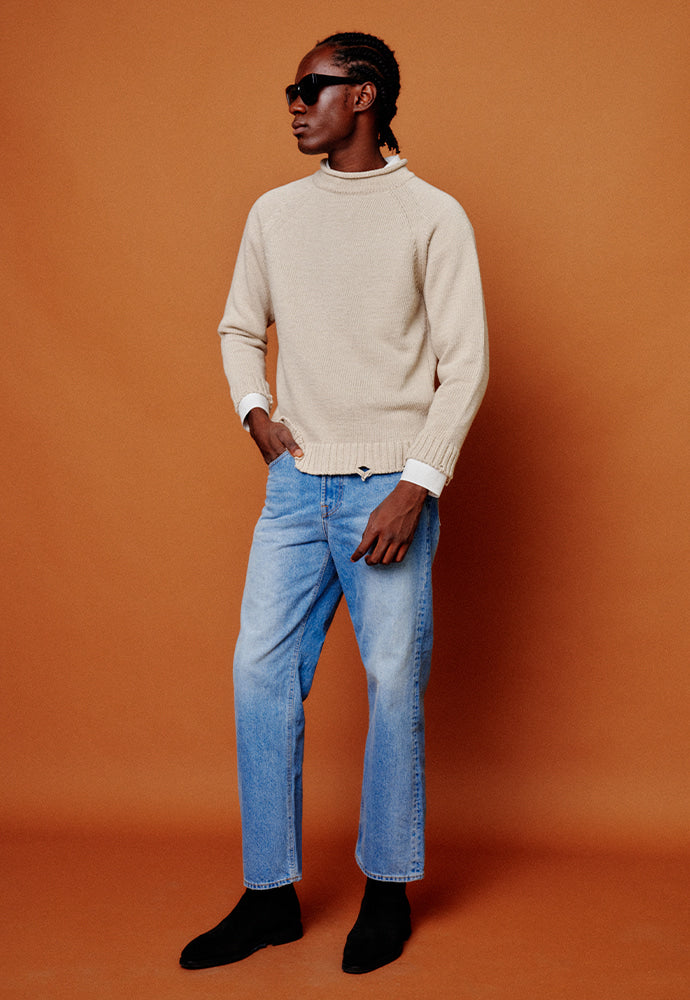 Tonywack - Raglan Rollneck Distressed Sweater (Clay Beige) product image 4 | TRAB K-Fashion Australia