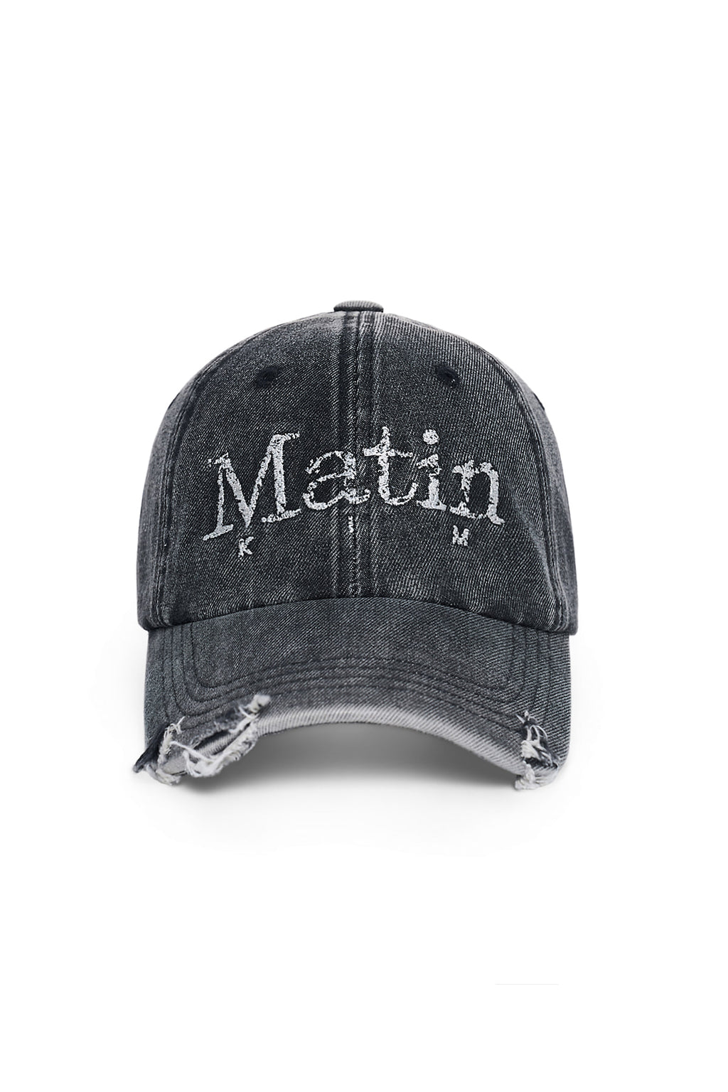 Matin Kim - [Pre-Order – Ships September 30] Vintage Distressed Denim Ball Cap (Black) product image 6 | TRAB K-Fashion Australia