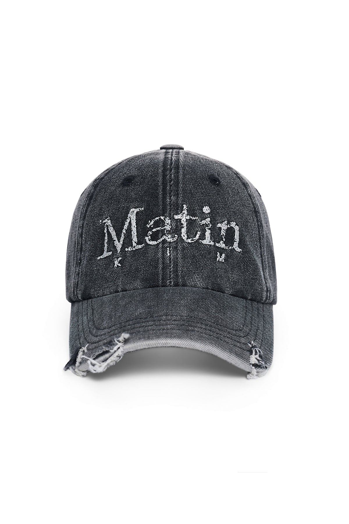Matin Kim - [Pre-Order – Ships September 30] Vintage Distressed Denim Ball Cap (Black) product image 6 | TRAB K-Fashion Australia