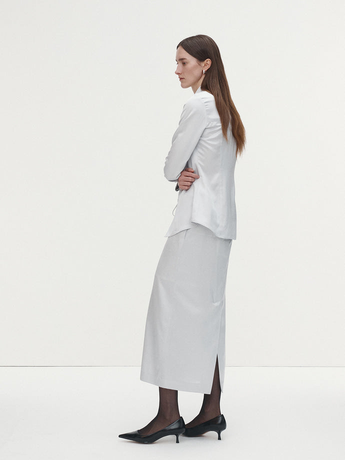 Tonywack - Satin Drawstring Midi Skirt (Silver) product image 7 | TRAB K-Fashion Australia