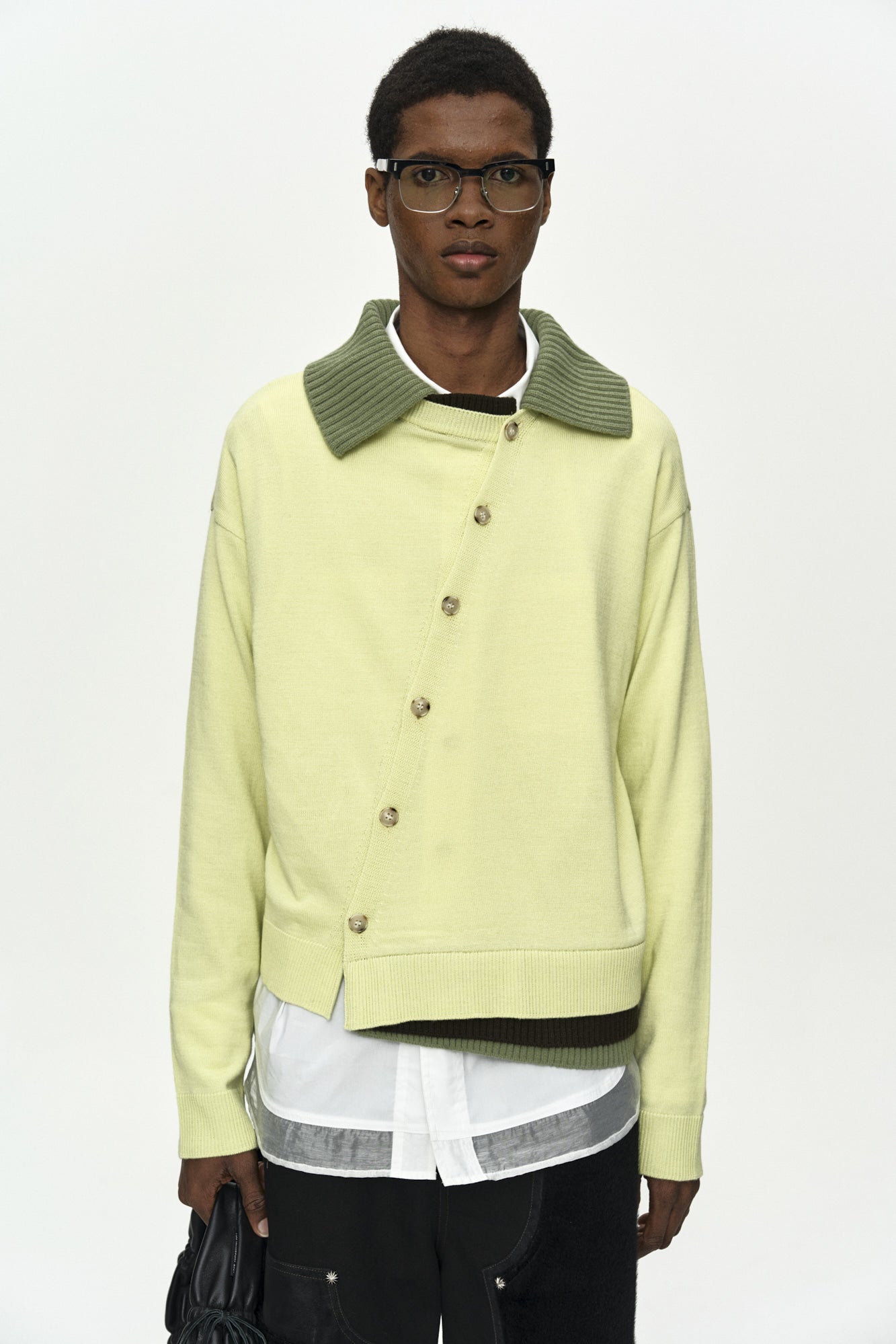 Andersson Bell - Layered Collar Cardigan (Lemon) | TRAB K-Fashion A