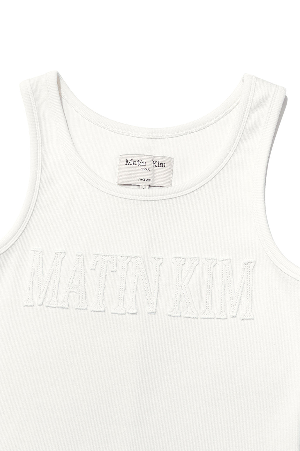 Matin Kim - Logo Applique Slim Tank Top (White) product image 3 | TRAB K-Fashion Australia