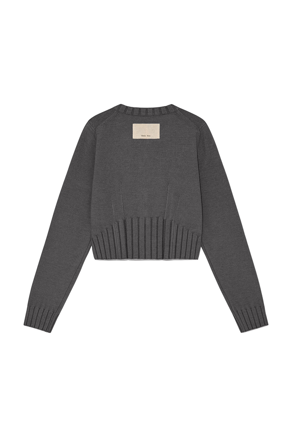 Matin Kim - Round Neck Zip Up Crop Cardigan (Charcoal) product image 2 | TRAB K-Fashion Australia