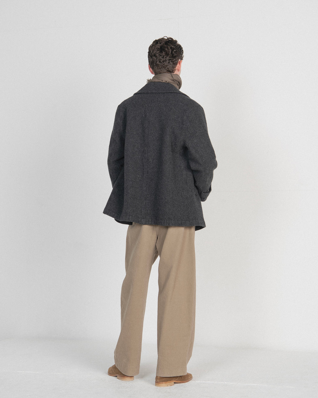 Brownyard - Boiled Wool Pea Coat (Charcoal) product image 3 | TRAB K-Fashion Australia
