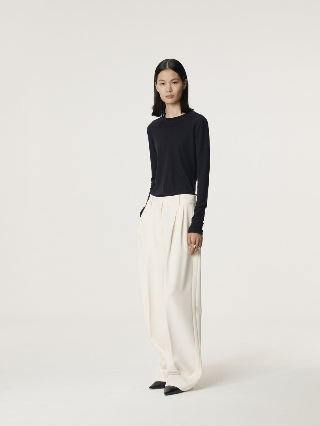 Recto - Double Pleated Wide Pants (Cream) product image 3 | TRAB K-Fashion Australia