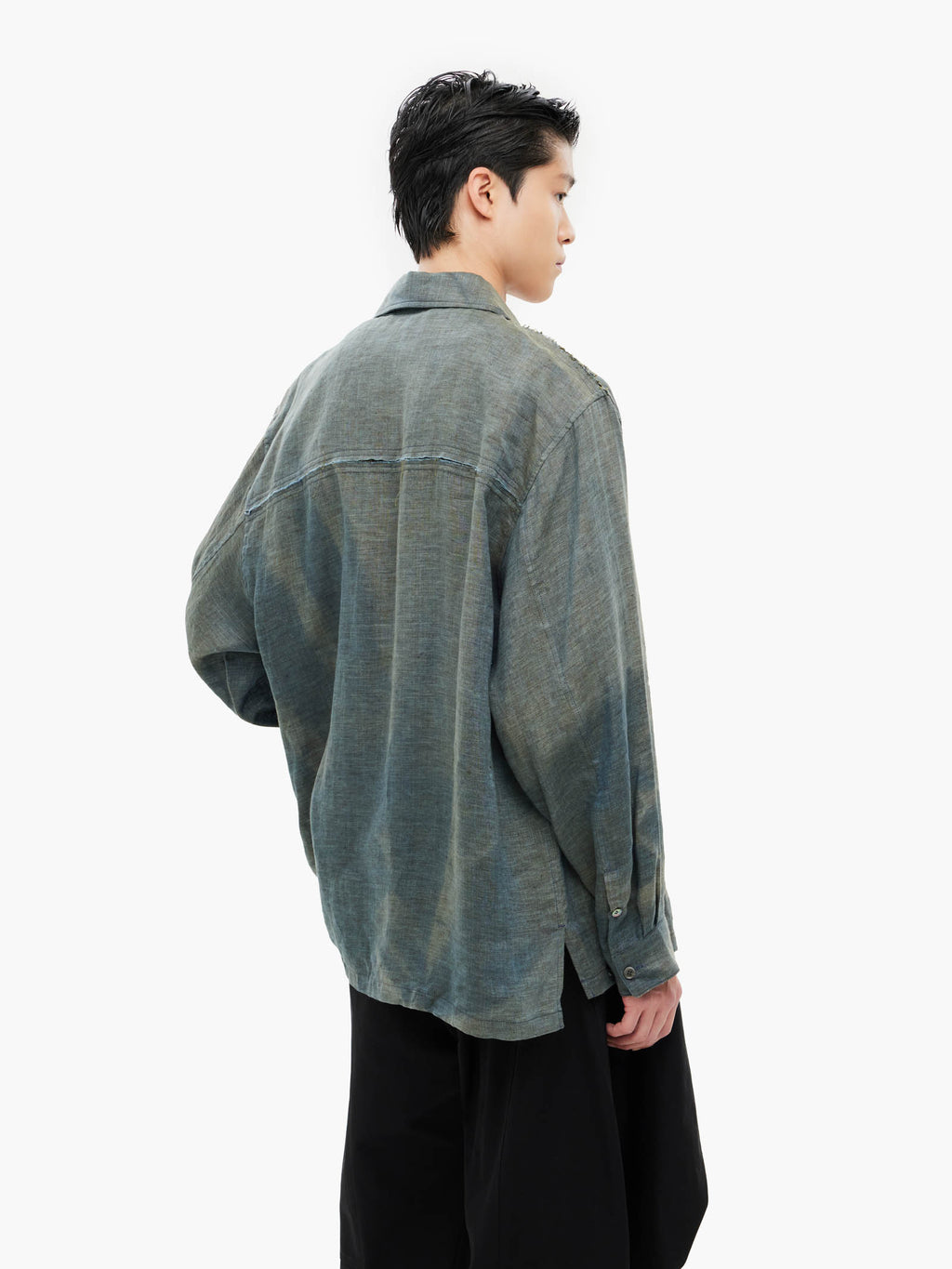 Jiyong Kim - Sun-Bleached Raw Edged Shirt (Green) product image 7 | TRAB K-Fashion Australia