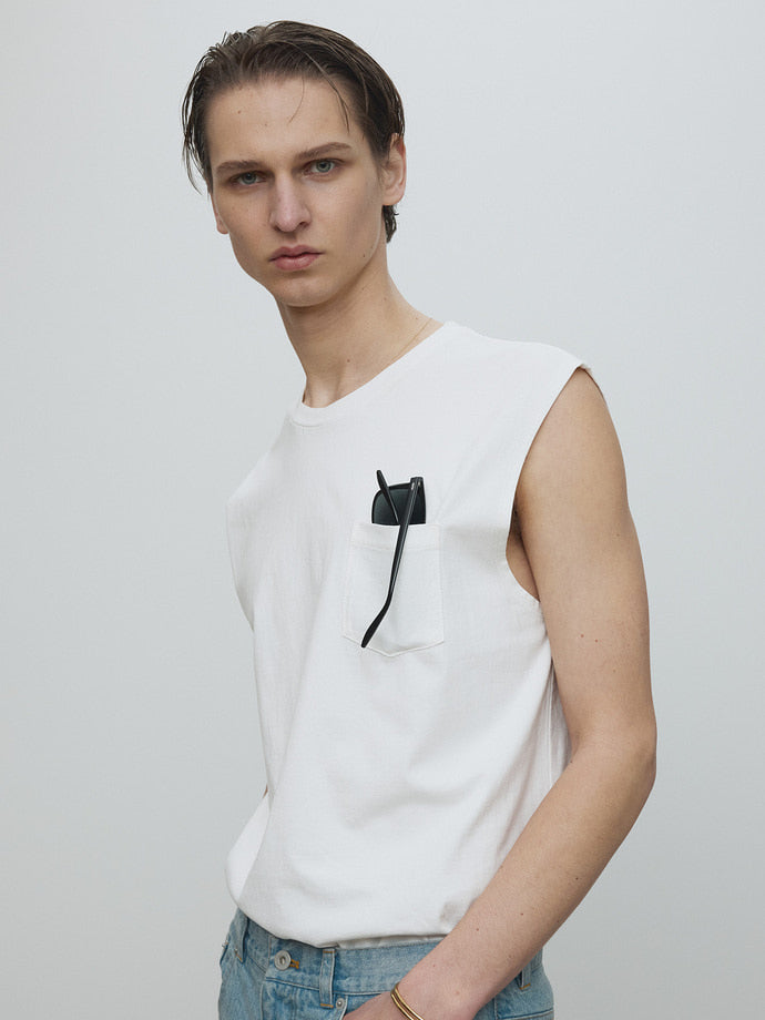 Tonywack - Garment-Washed Patch Pocket Sleeveless (Vintage White) product image 5 | TRAB K-Fashion Australia