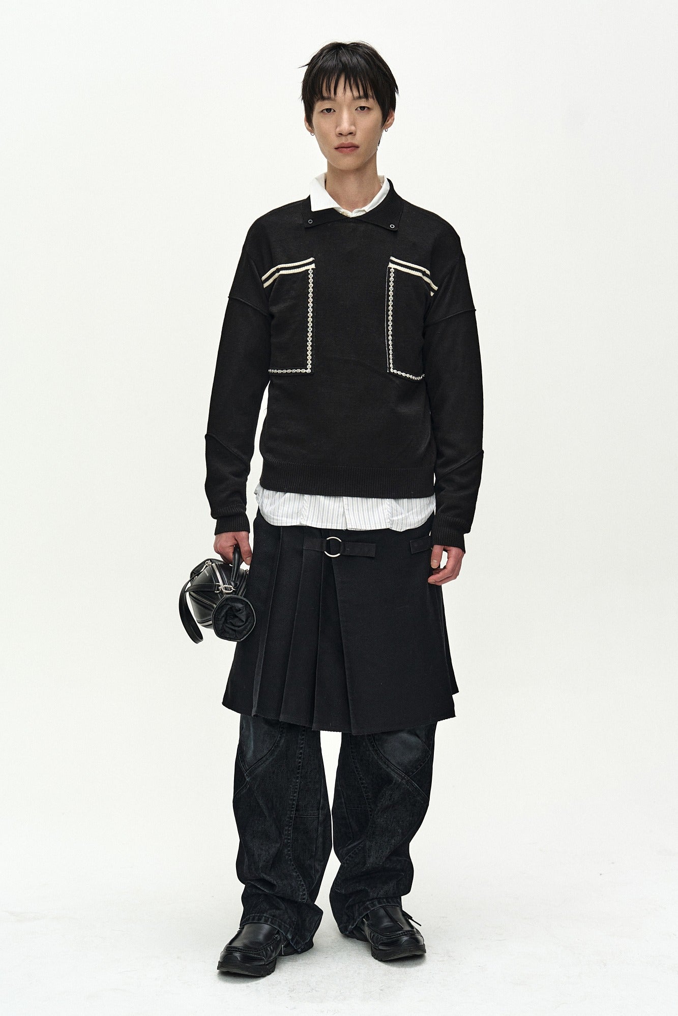Andersson Bell - Big Pocket Polo Sweater (black) (Black) product image 1 | TRAB K-Fashion Australia