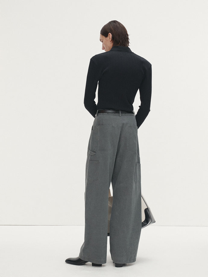 Tonywack - Washed Cotton Wide-Leg Work Pants (Rhino) product image 3 | TRAB K-Fashion Australia