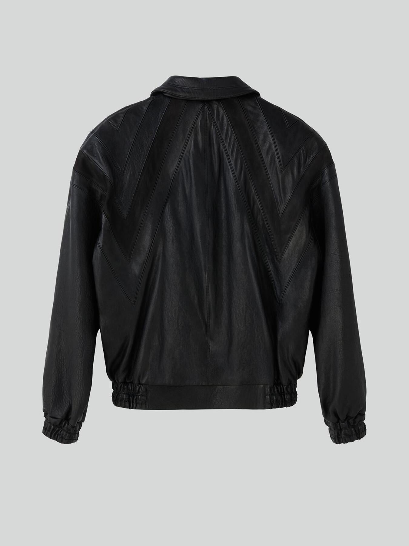 Recto - 70S Lucas Leather Bomber Jumper (Black) product image 8 | TRAB K-Fashion Australia