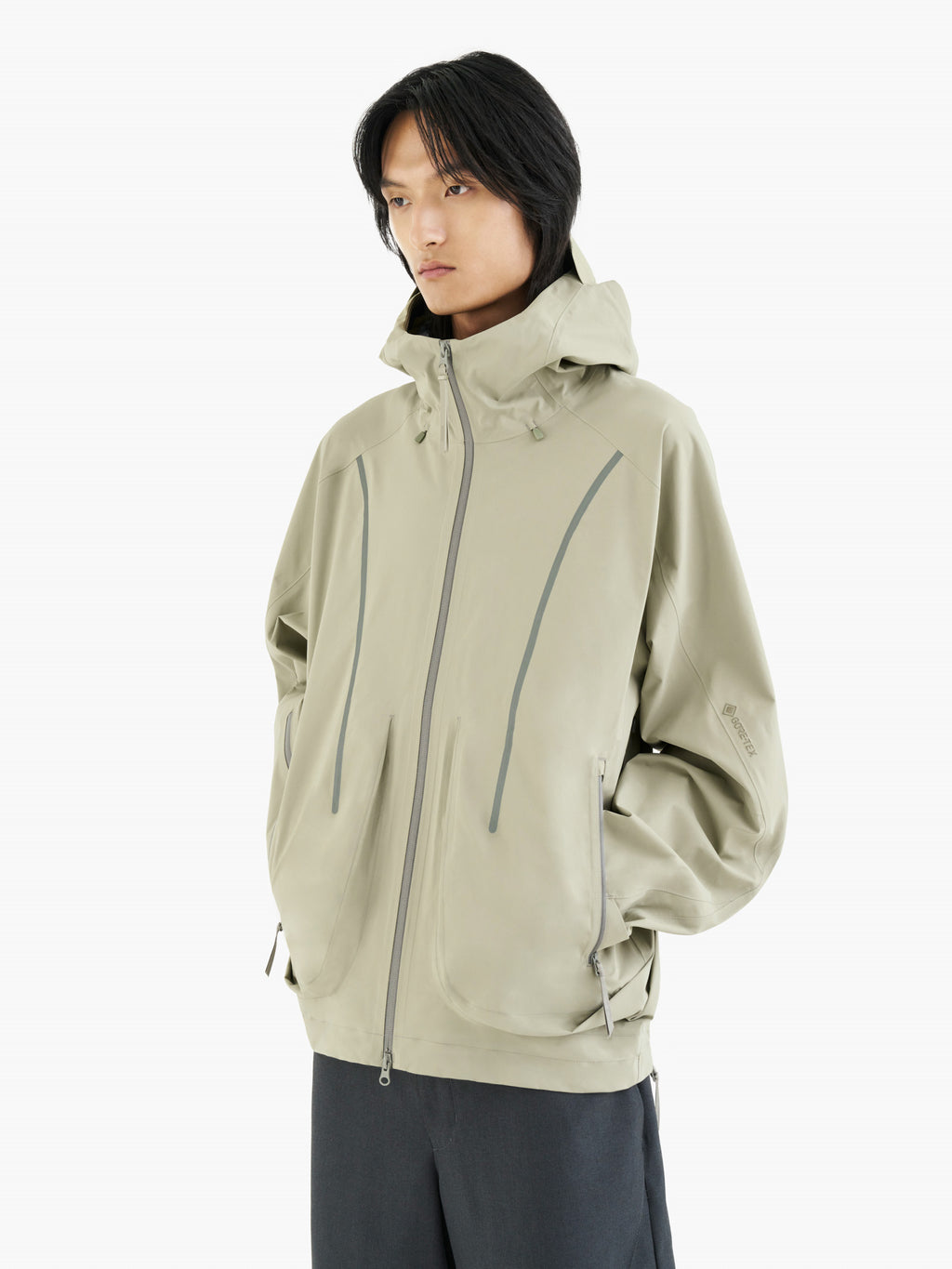 Jiyong Kim - Gore-Tex Draped Windbreaker (Sage Green) product image 2 | TRAB K-Fashion Australia