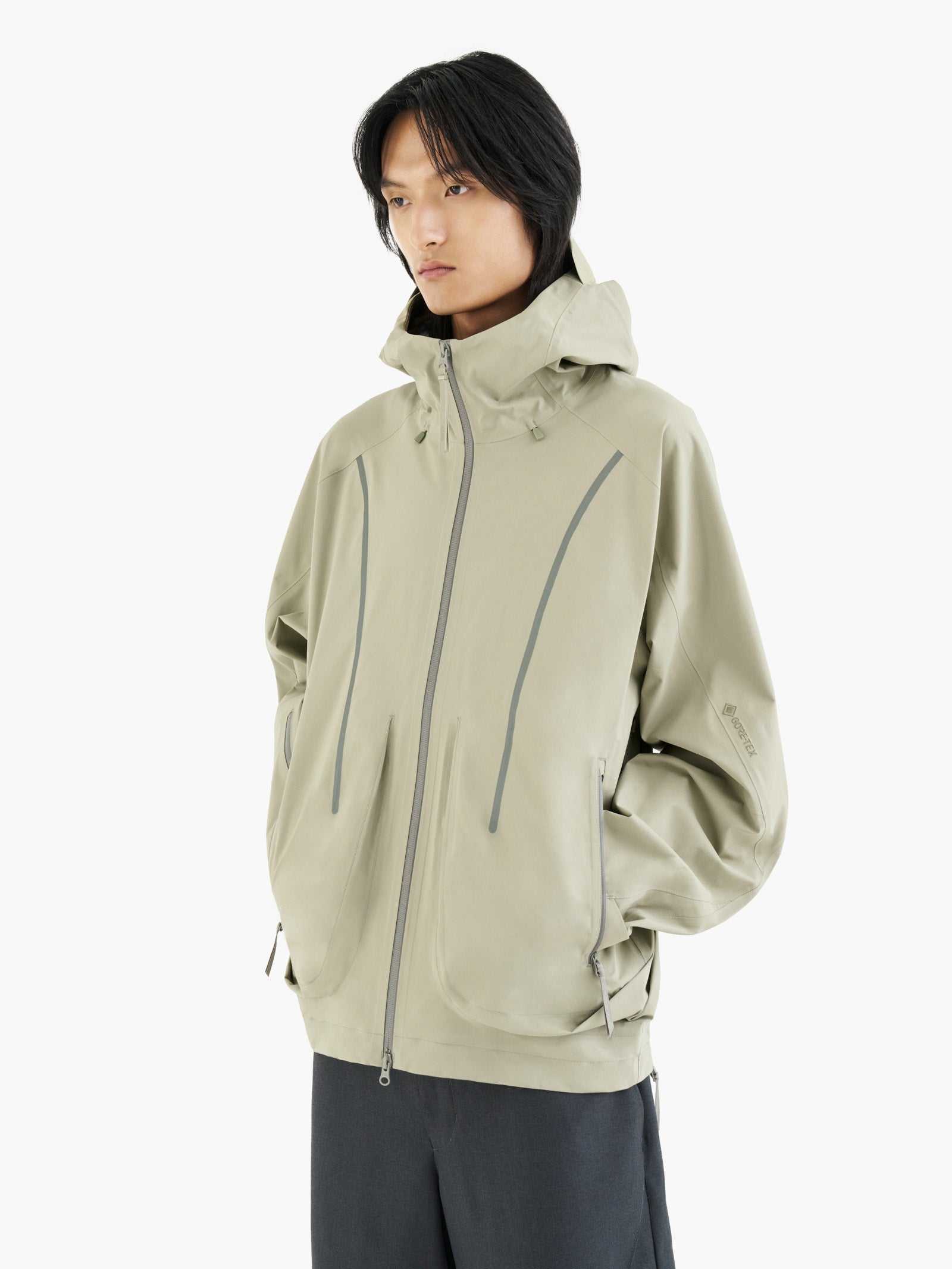 Jiyong Kim - Gore-Tex Draped Windbreaker (Sage Green) product image 2 | TRAB K-Fashion Australia