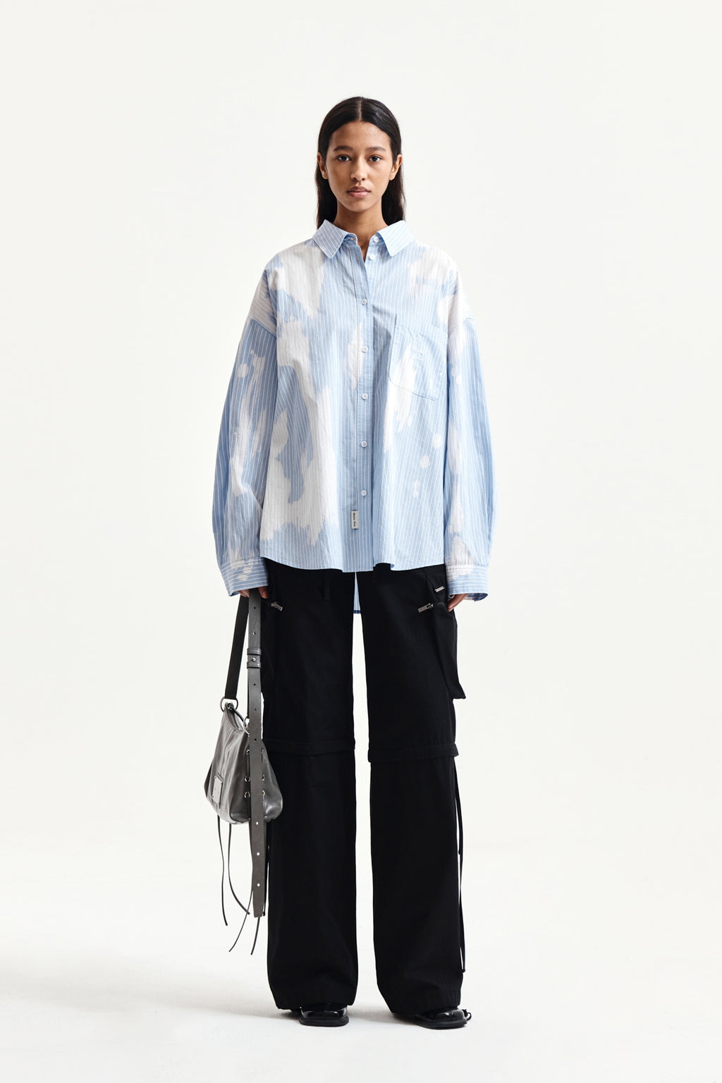 Matin Kim - Embroidery Small Logo Shirt (Light Blue) product image 8 | TRAB K-Fashion Australia