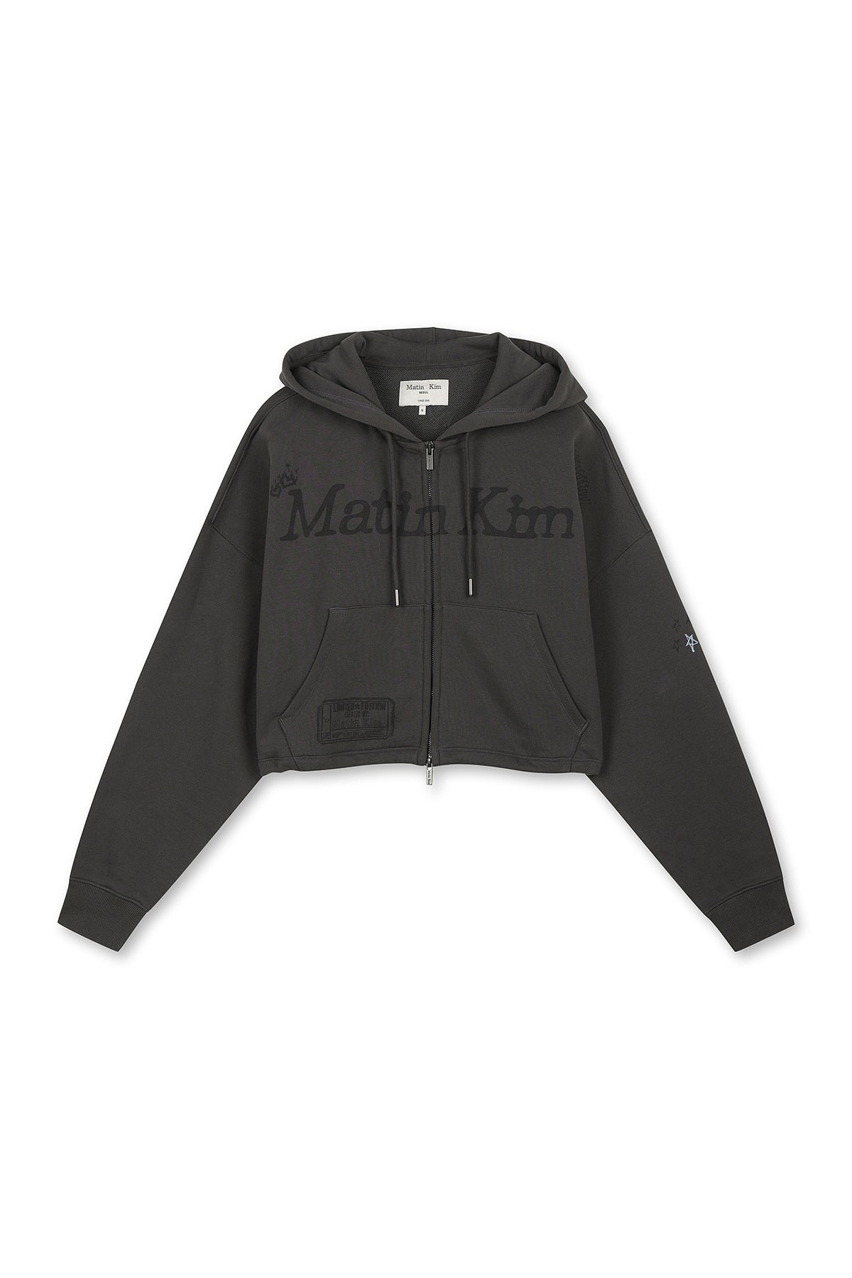 Matin Kim - Graffiti Artwork Crop Hoody Zip Up (Charcoal) product image 1 | TRAB K-Fashion Australia