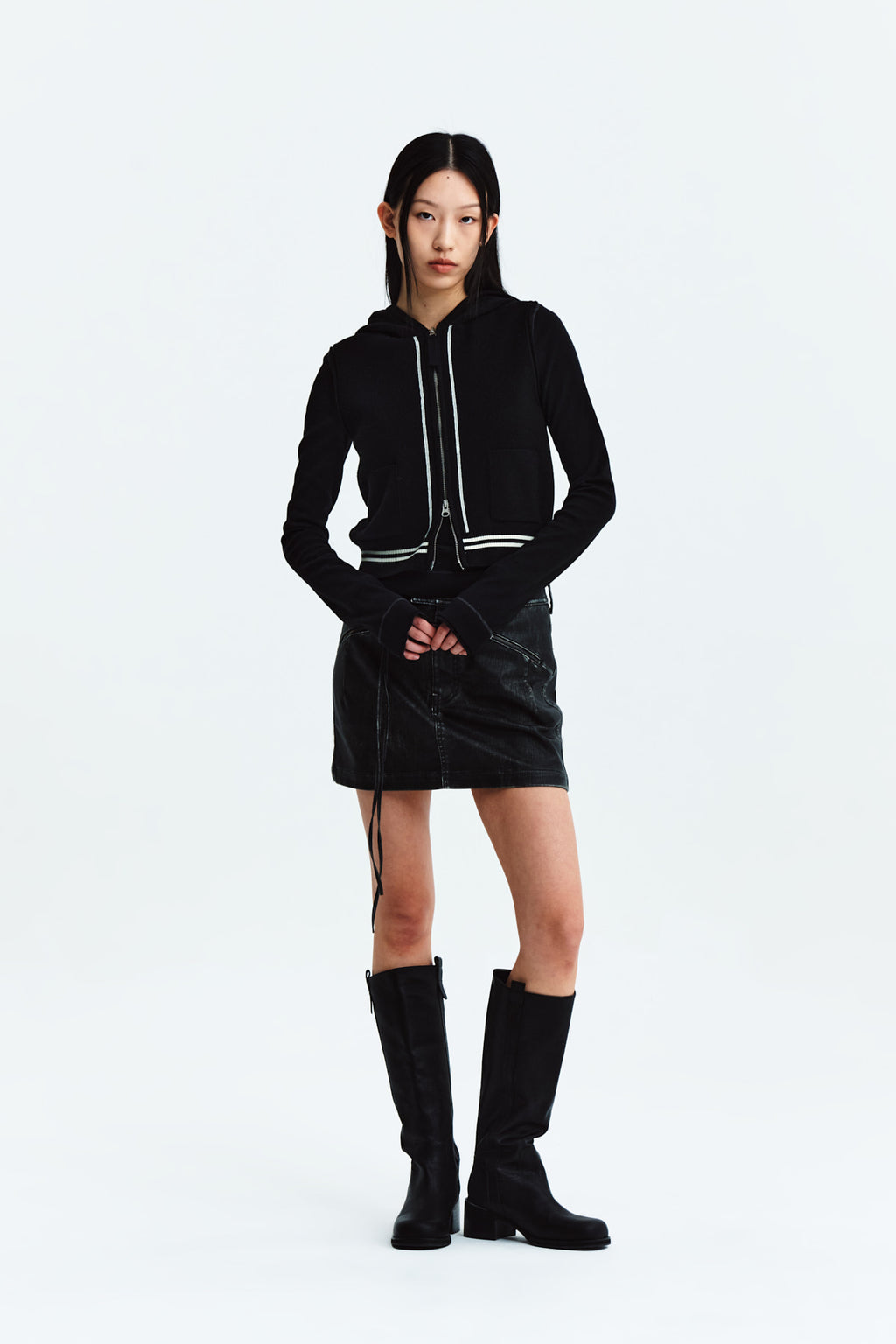 Matin Kim - Hoody Logo Knit Vest (Black) product image 9 | TRAB K-Fashion Australia