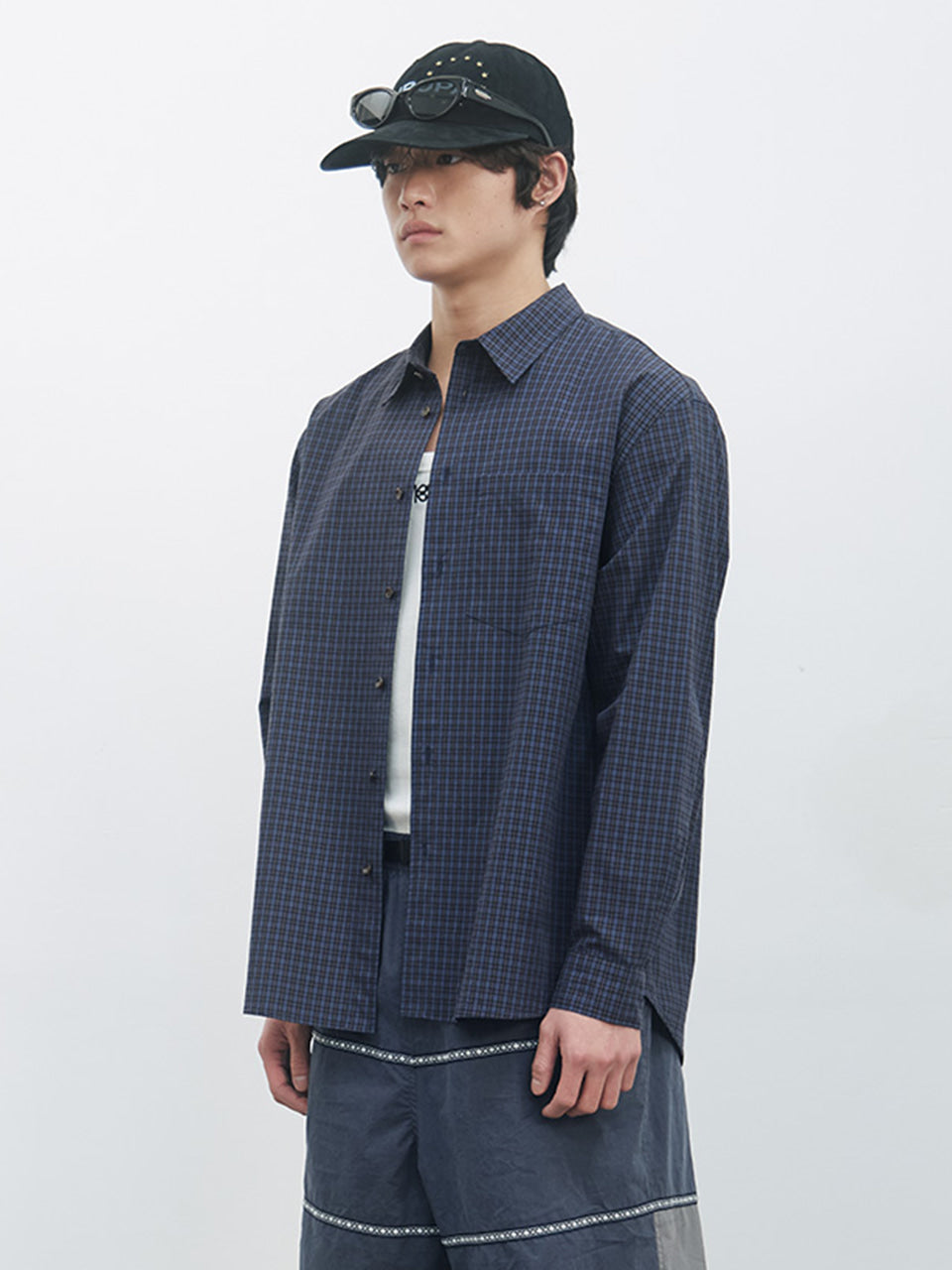 Kijun - Soft Check Shirt (Navy) product image 2 | TRAB K-Fashion Australia