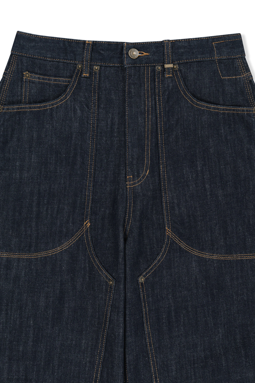 Matin Kim - Panel Stitch Denim Pants (Dark Navy) product image 3 | TRAB K-Fashion Australia