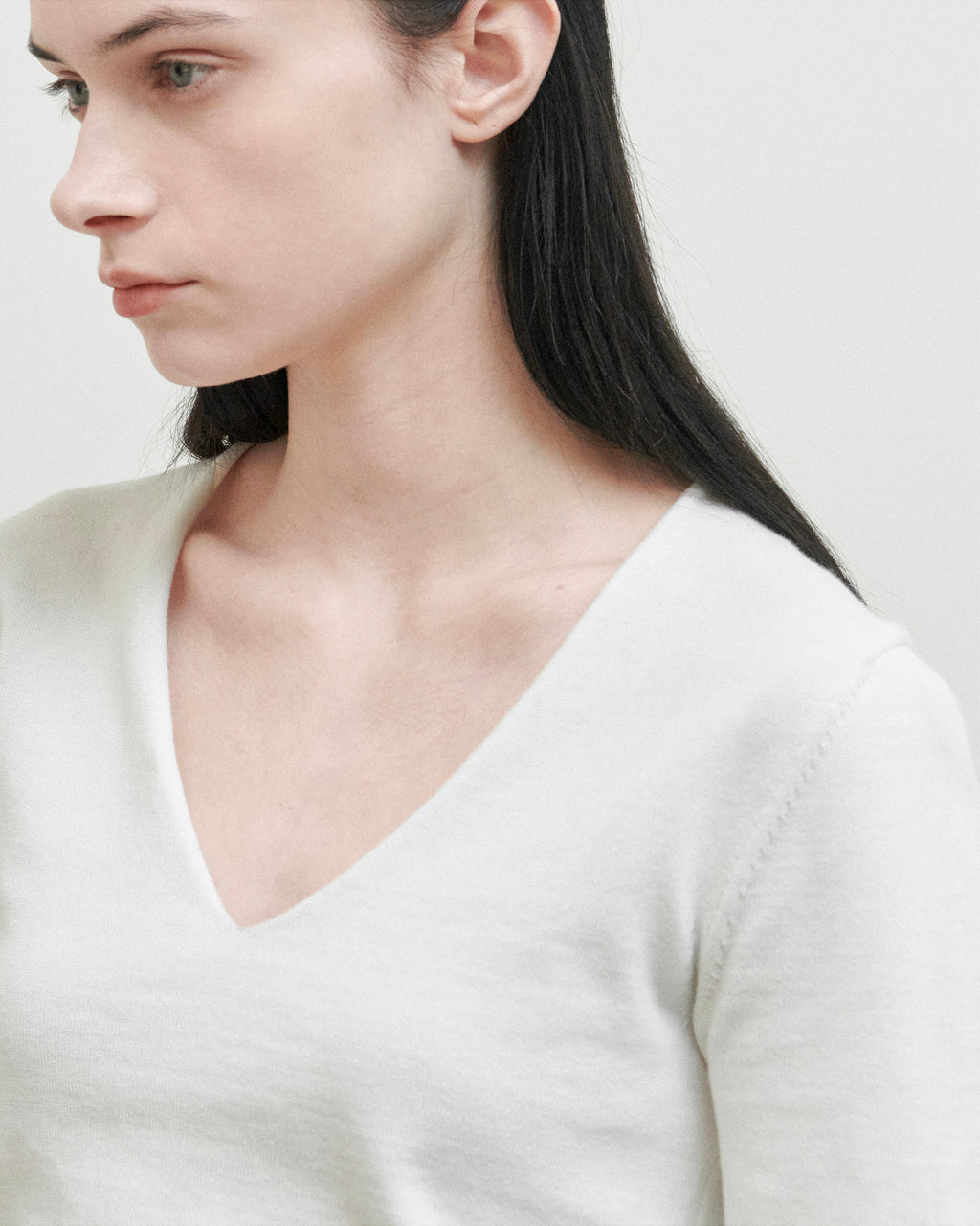 Brownyard - Organic Cotton V Neck Knit (Ivory) product image 2 | TRAB K-Fashion Australia