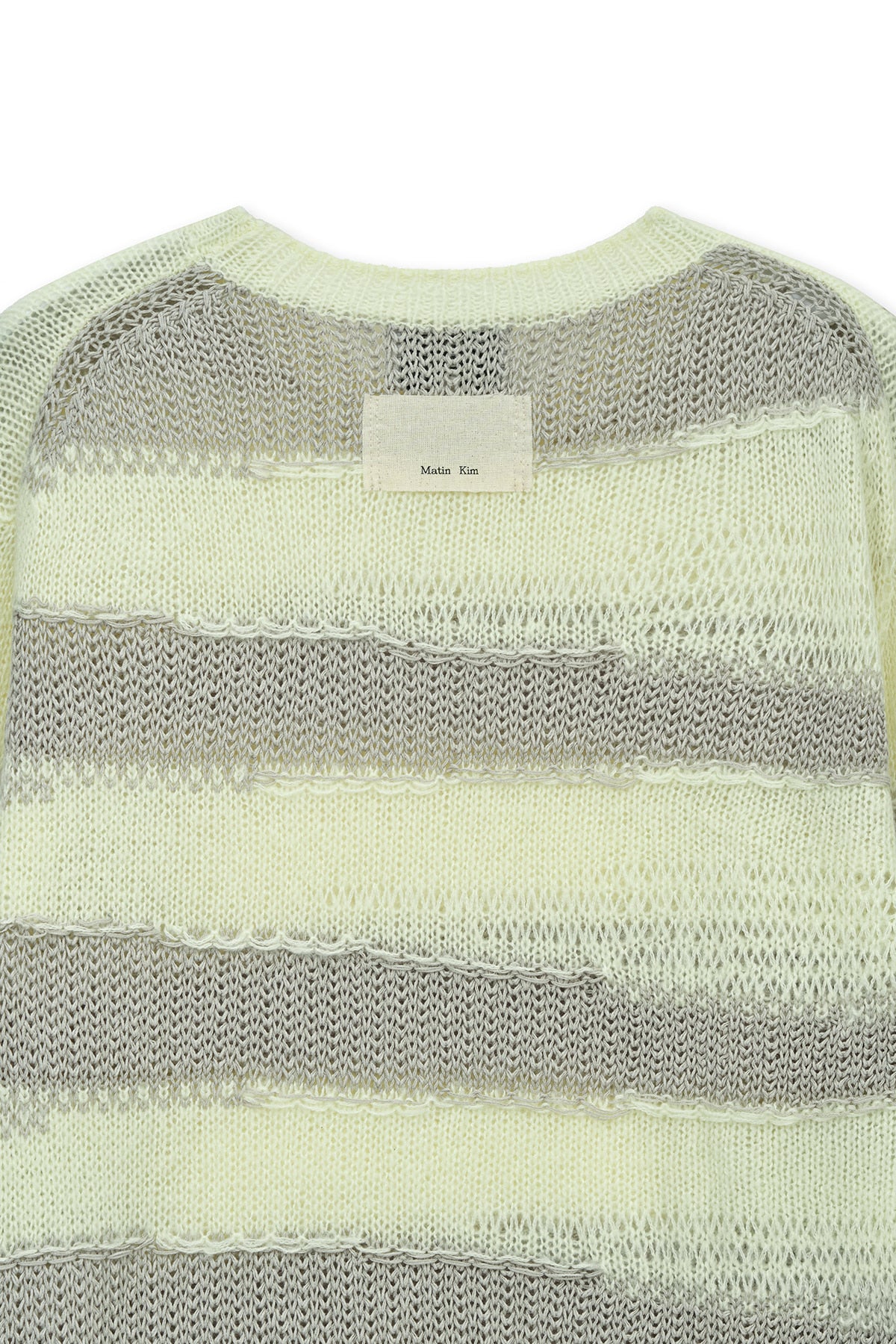 Matin Kim - Texture Block Stripe Knit Pullover (Light Yellow) product image 4 | TRAB K-Fashion Australia