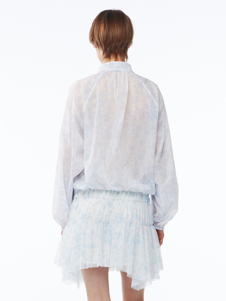 Kijun - Flower Sheer Windbreaker (Print Sky Blue) product image 2 | TRAB K-Fashion Australia