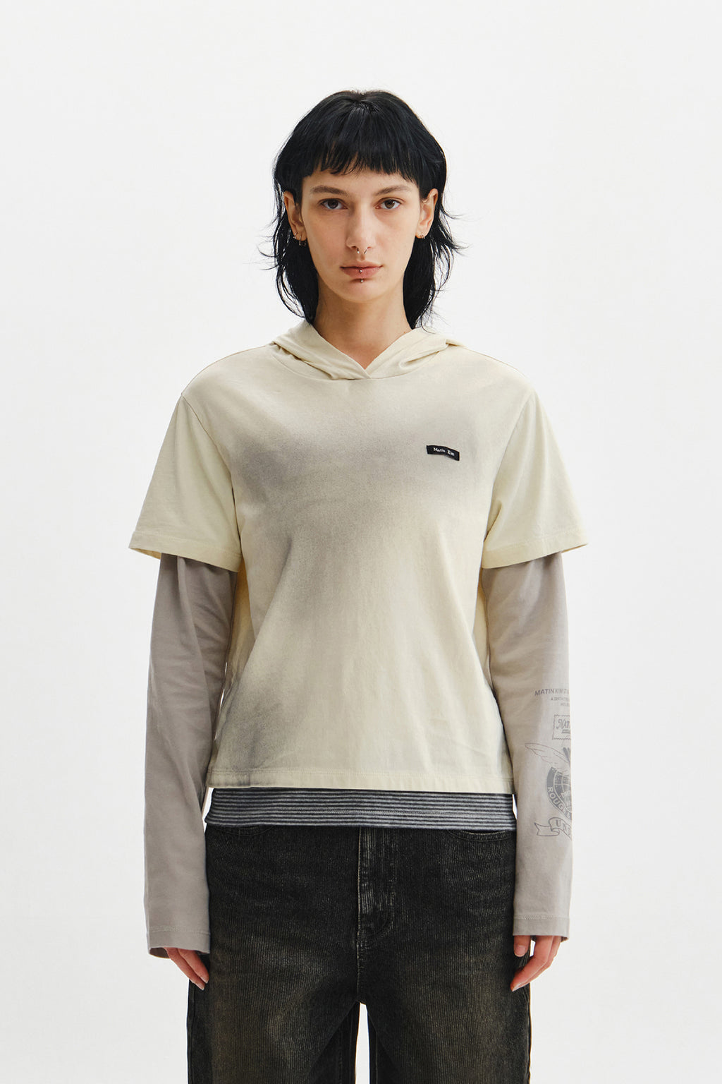 Matin Kim - Dust Washed Layered Hood Top (Butter) product image 12 | TRAB K-Fashion Australia