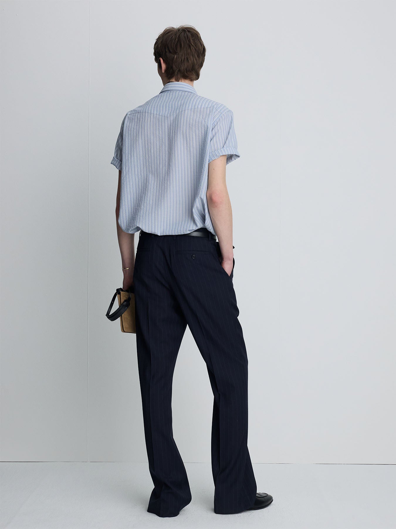 Tonywack - Tropical Wool Flared Trousers (Navy Stripe) product image 3 | TRAB K-Fashion Australia