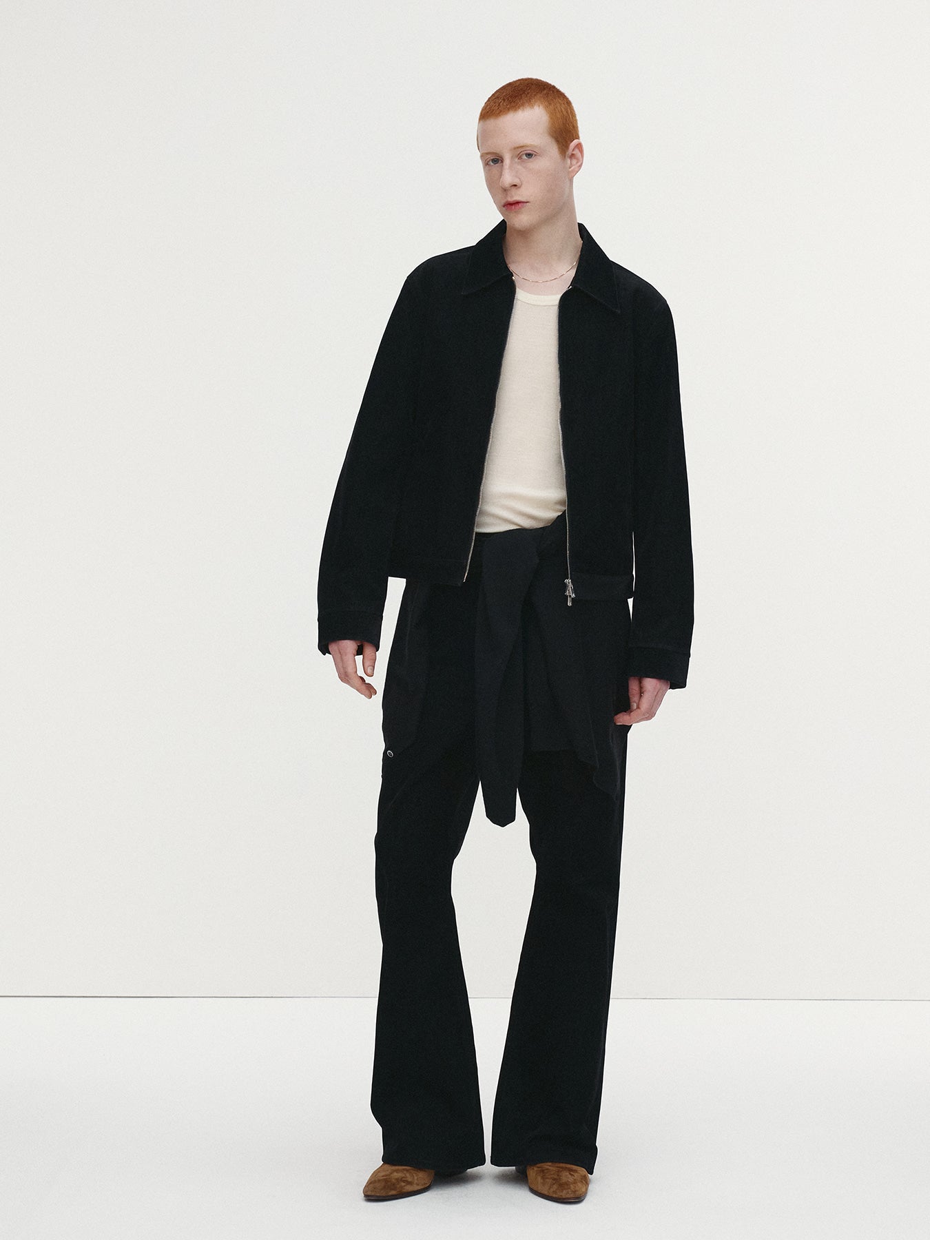 Tonywack - Velvet Denim Zippered Blouson (Black) product image 1 | TRAB K-Fashion Australia