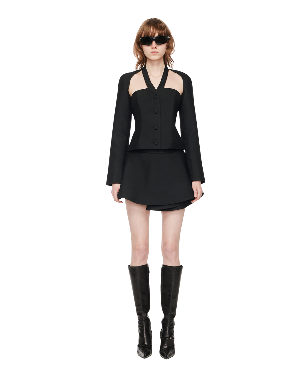 Kimhe Kim - Interchangeable Shield Sunglasses (Black) product image 1 | TRAB K-Fashion Australia