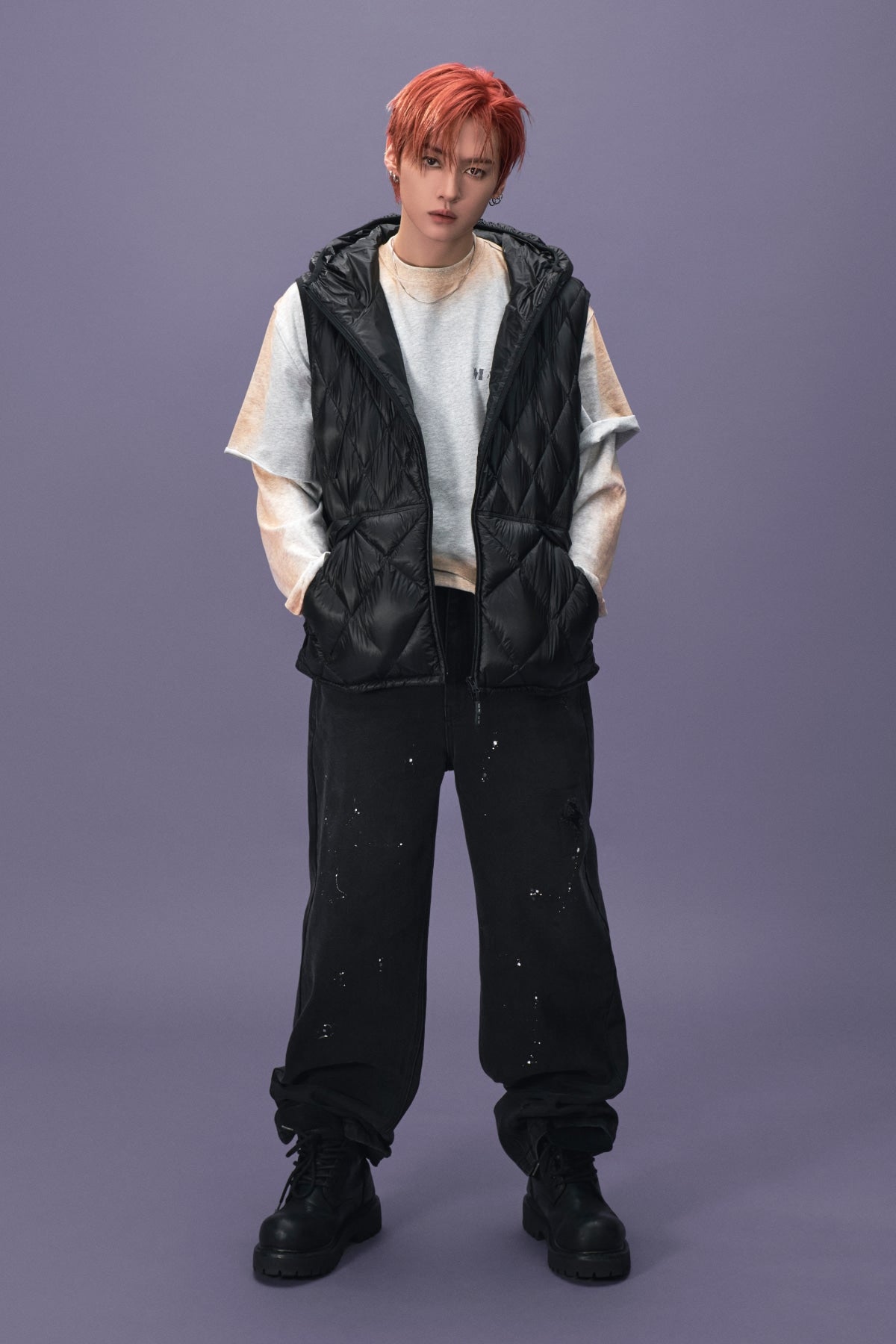 Matin Kim - Paint Splatter Denim Pants (Black) product image 1 | TRAB K-Fashion Australia