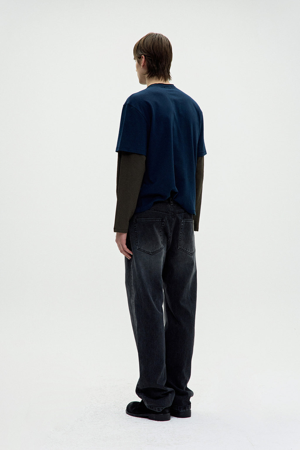 Coor - Layered Mix Cut Long Sleeve T-Shirt (Dark Navy) product image 4 | TRAB K-Fashion Australia