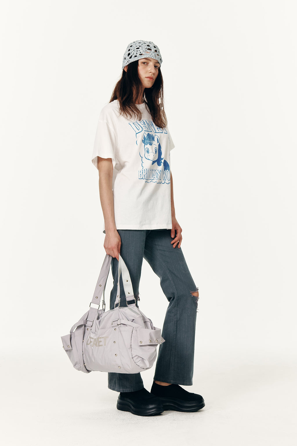 Deinet - Stud Line Damege Boots Cut Denim (Grey) product image 7 | TRAB K-Fashion Australia