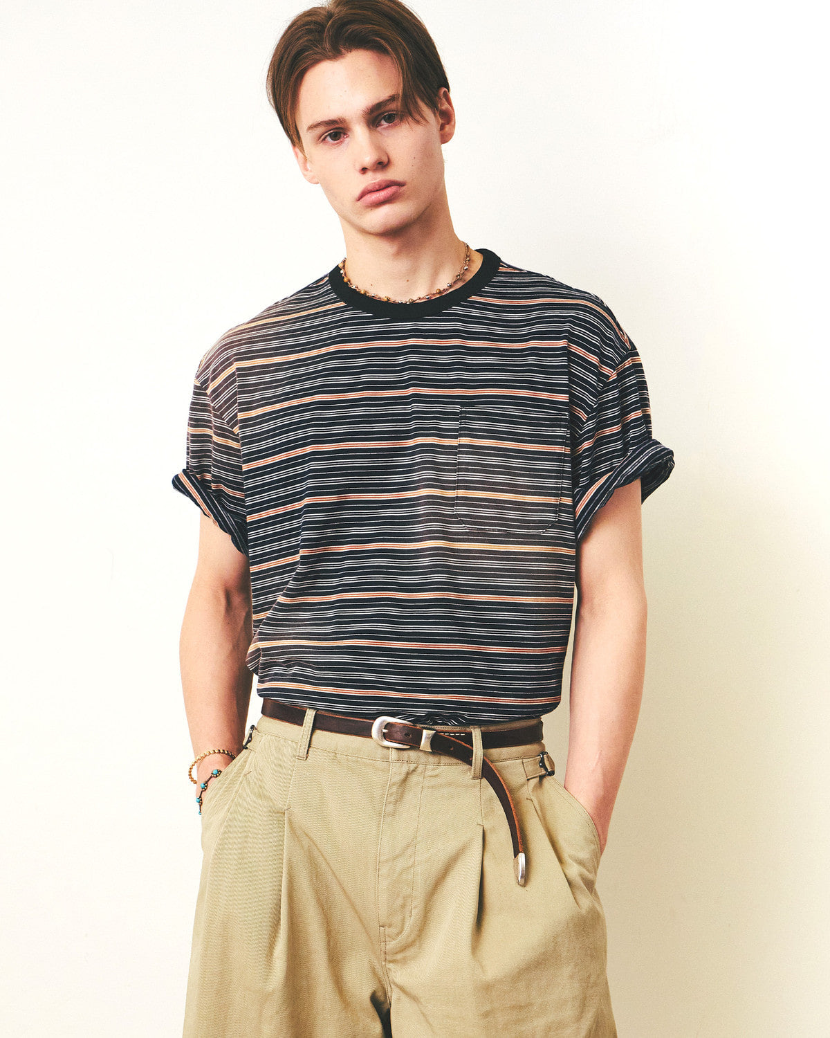 Eastlogue - Bleached Stripe T-shirts (Navy & Brown Stripe) product image 6 | TRAB K-Fashion Australia
