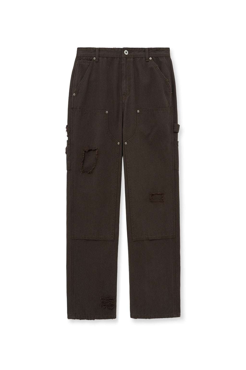 Matin Kim - Distressed Double Knee Work Pants (Brown) product image 1 | TRAB K-Fashion Australia