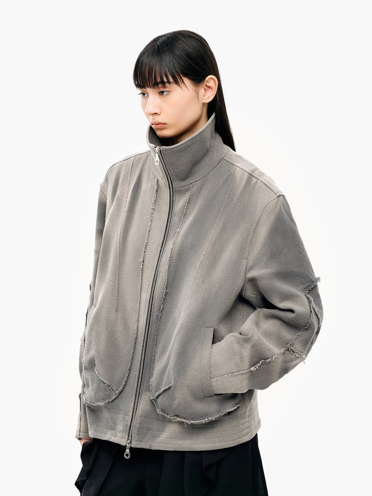 Jiyong Kim - Sun-Bleached Raw Edged Jacket (Grey) product image 5 | TRAB K-Fashion Australia