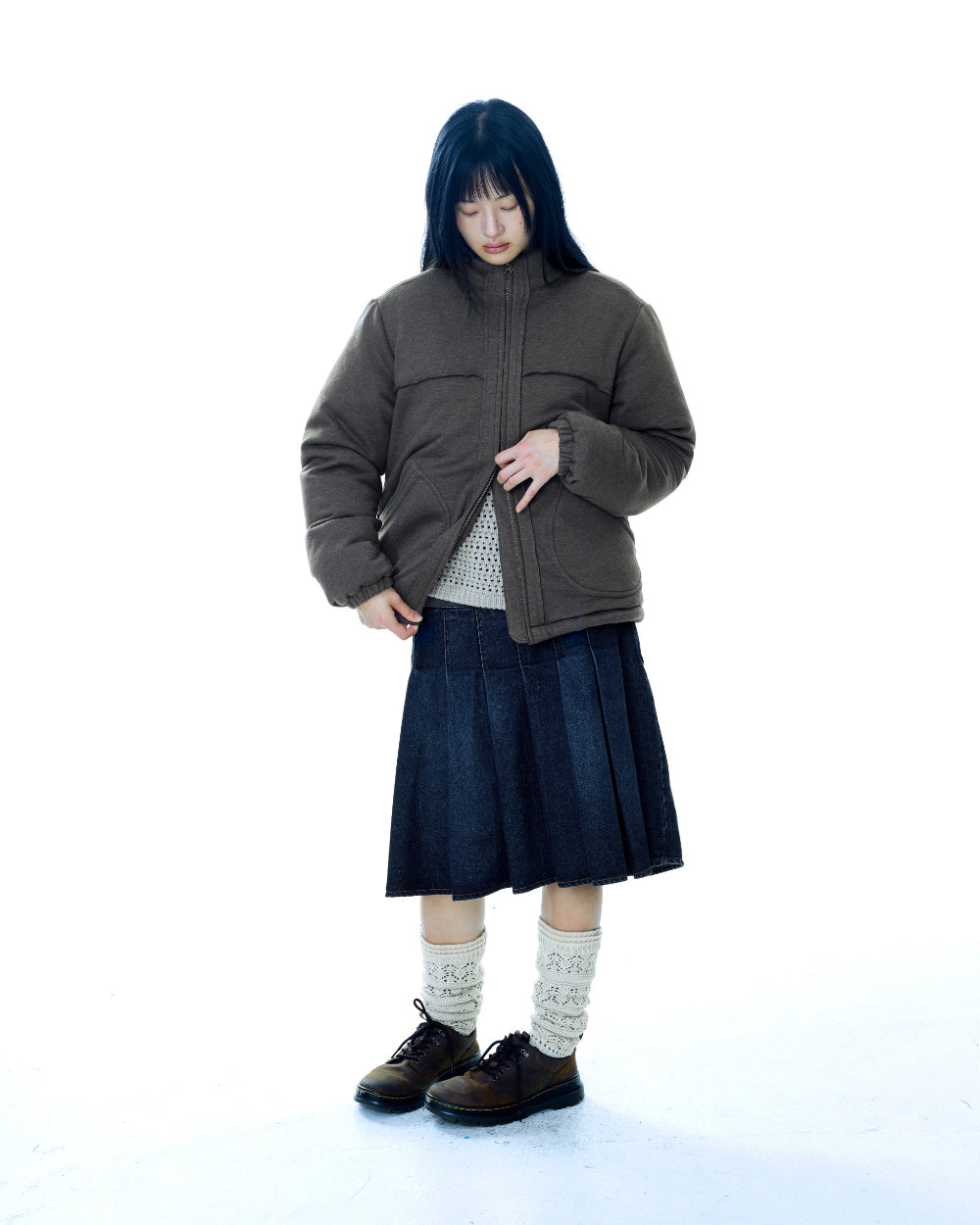 Coyseio - Cozy Sweat Down Jacket (Melange Brown) product image 8 | TRAB K-Fashion Australia