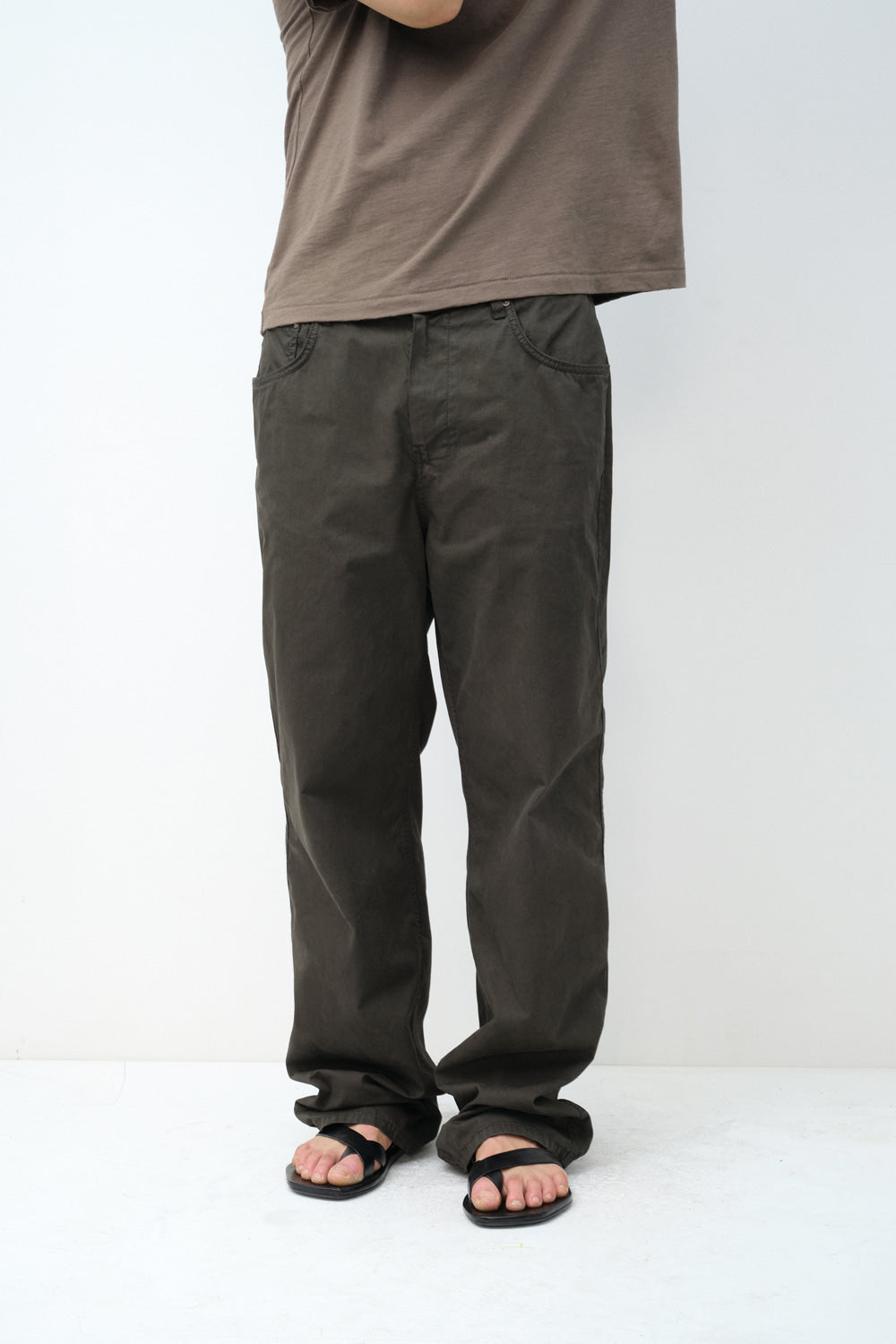 Hatchingroom - Shield Pants Herringbone Stripe (Dyed Dark Khaki) product image 6 | TRAB K-Fashion Australia