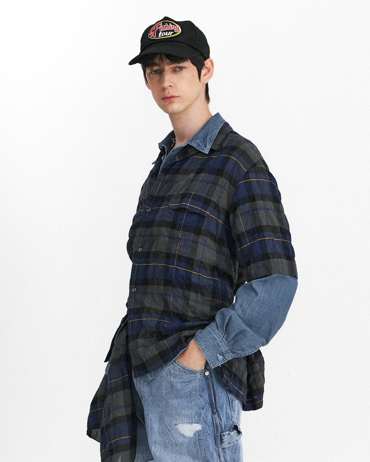 Eastlogue - Holiday Half Shirts (Blue & Grey Check) product image 2 | TRAB K-Fashion Australia